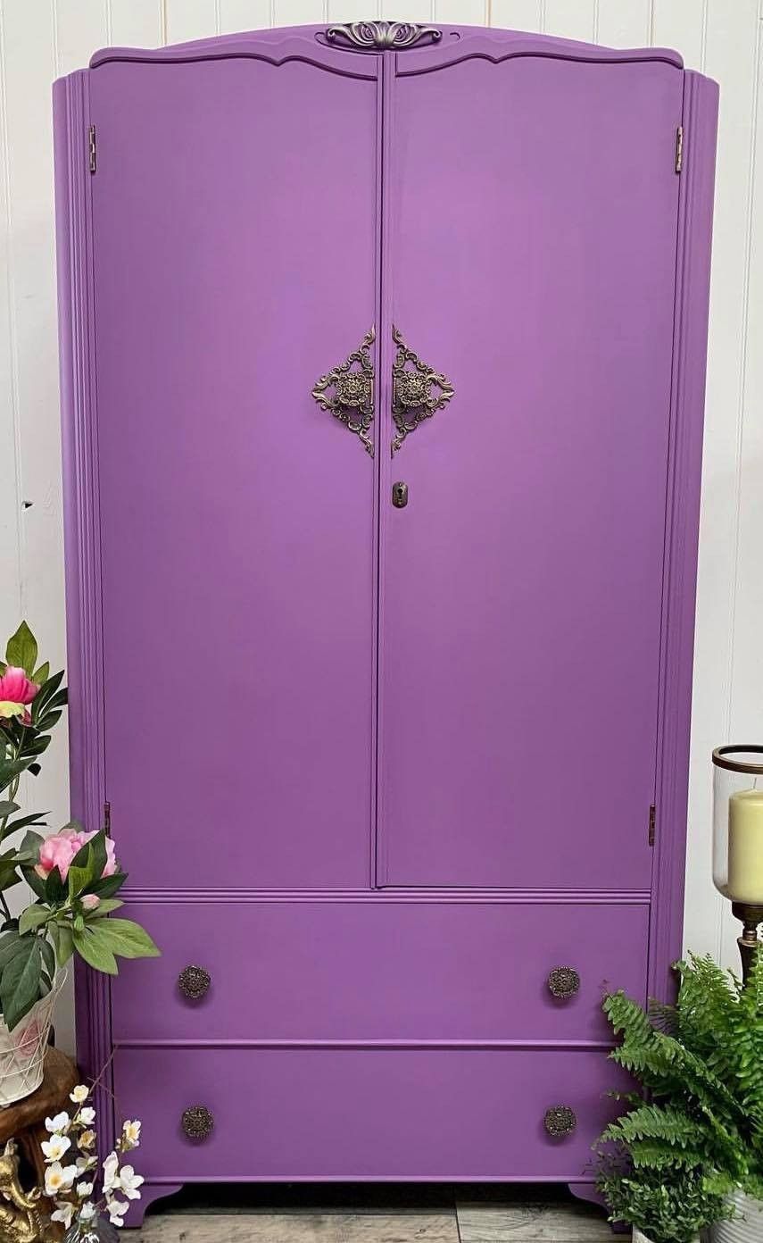 photo for sale Ornate Antique Vintage Mahogany Double Hallrobe/Wardrobe