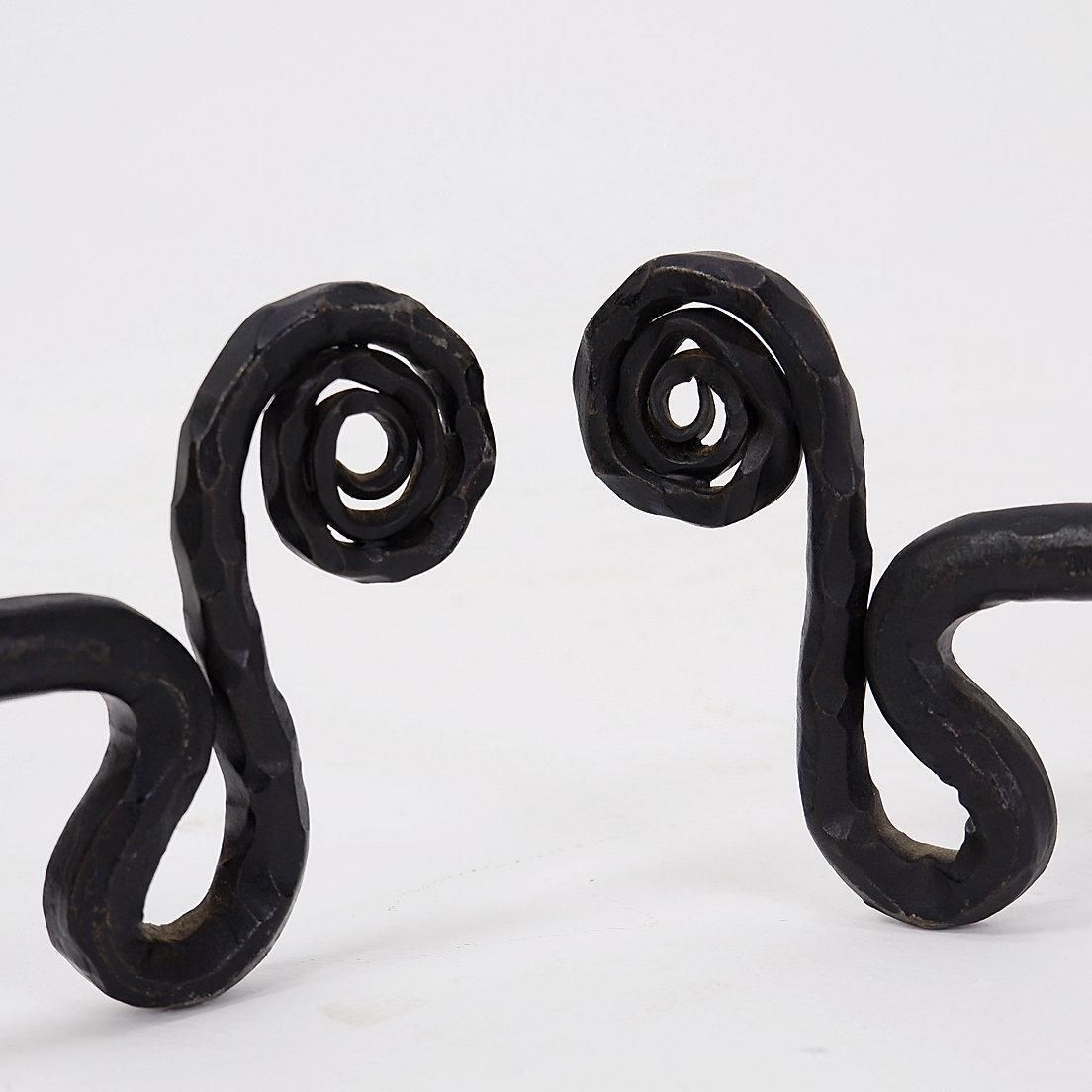 photo vintage Pair Of Wrought Iron Dachshund Andirons   20th Century