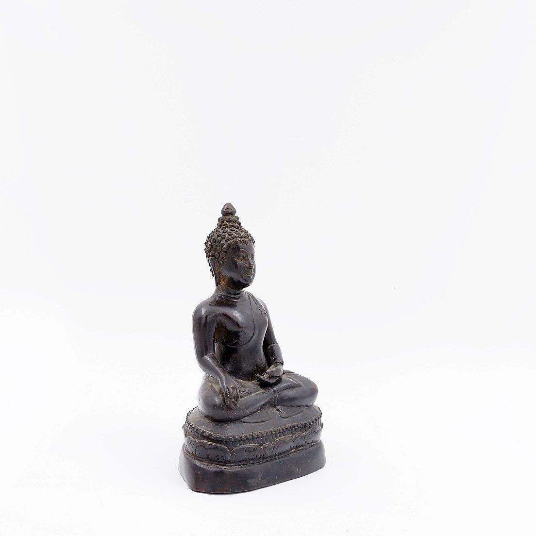 Buddha Calling The Earth To Witness Bronze Statuette, 20th Century photo 572.0
