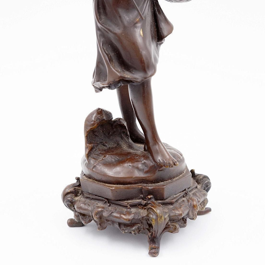 Bronze Boy With Butterfly By Auguste Moreau, France, Late 19th Century photo vinterior