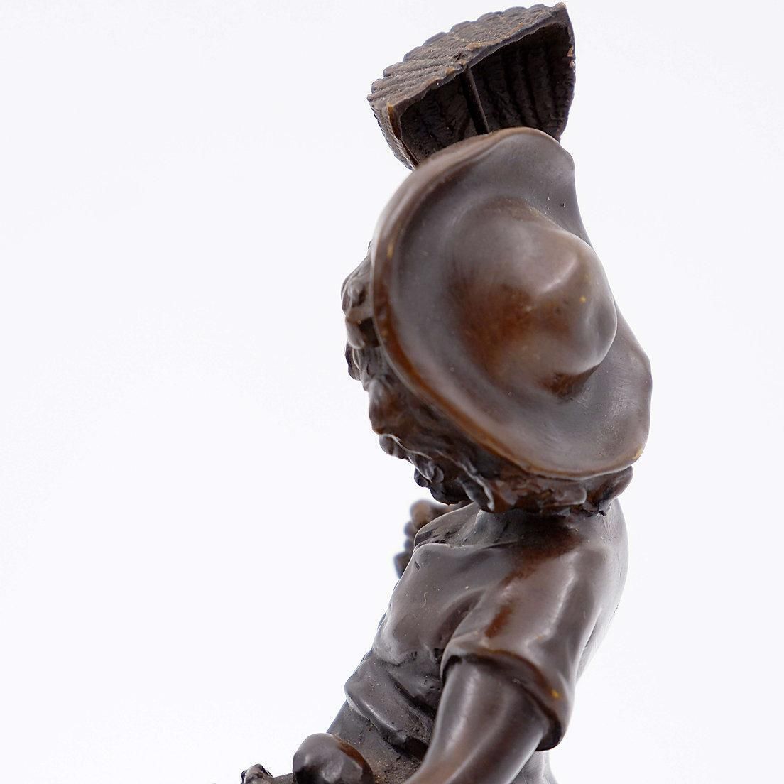 Bronze Boy With Butterfly By Auguste Moreau, France, Late 19th Century photo vintage