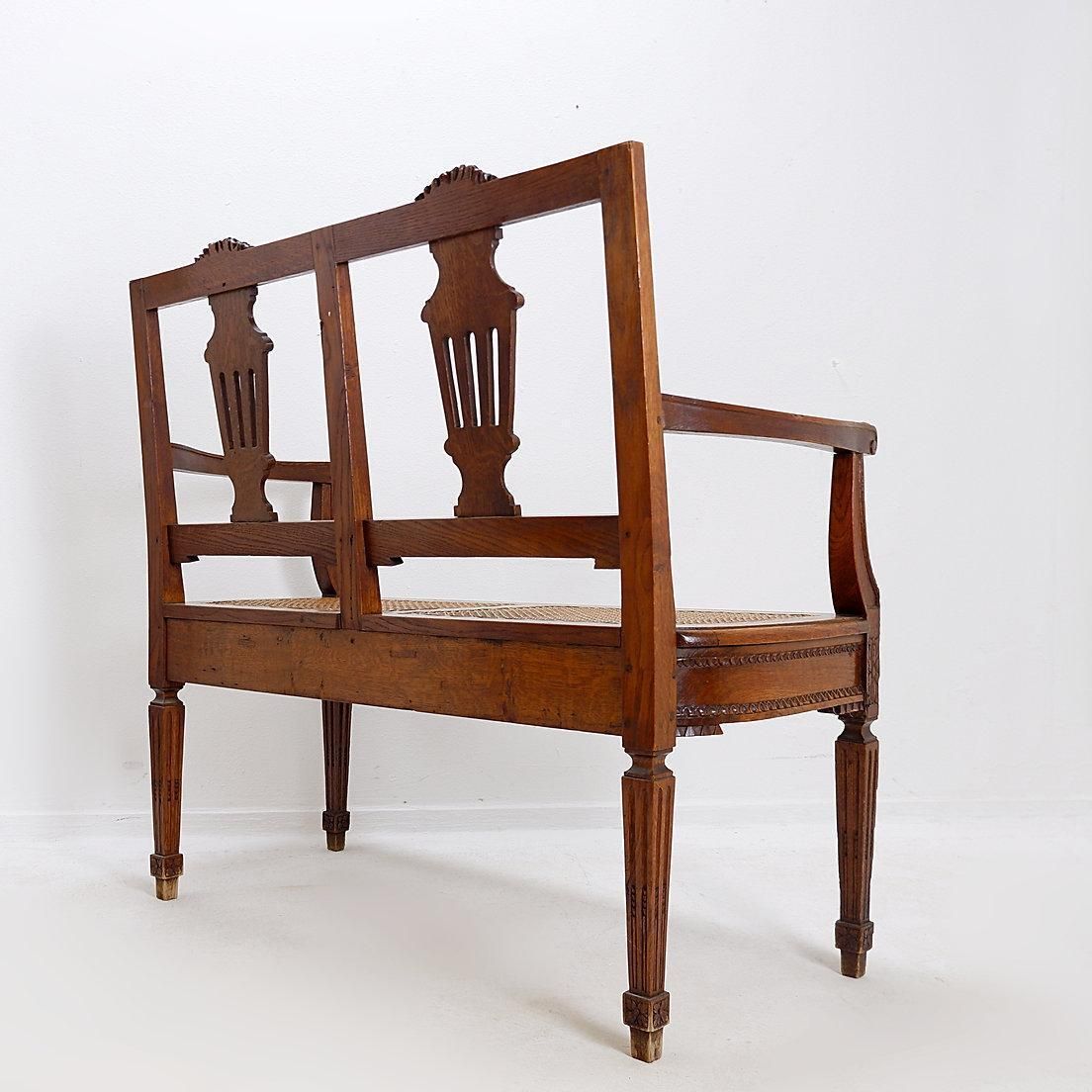 Neoclassical Style Bench Carved Lyres On The Seat Back   20th photo vinterior