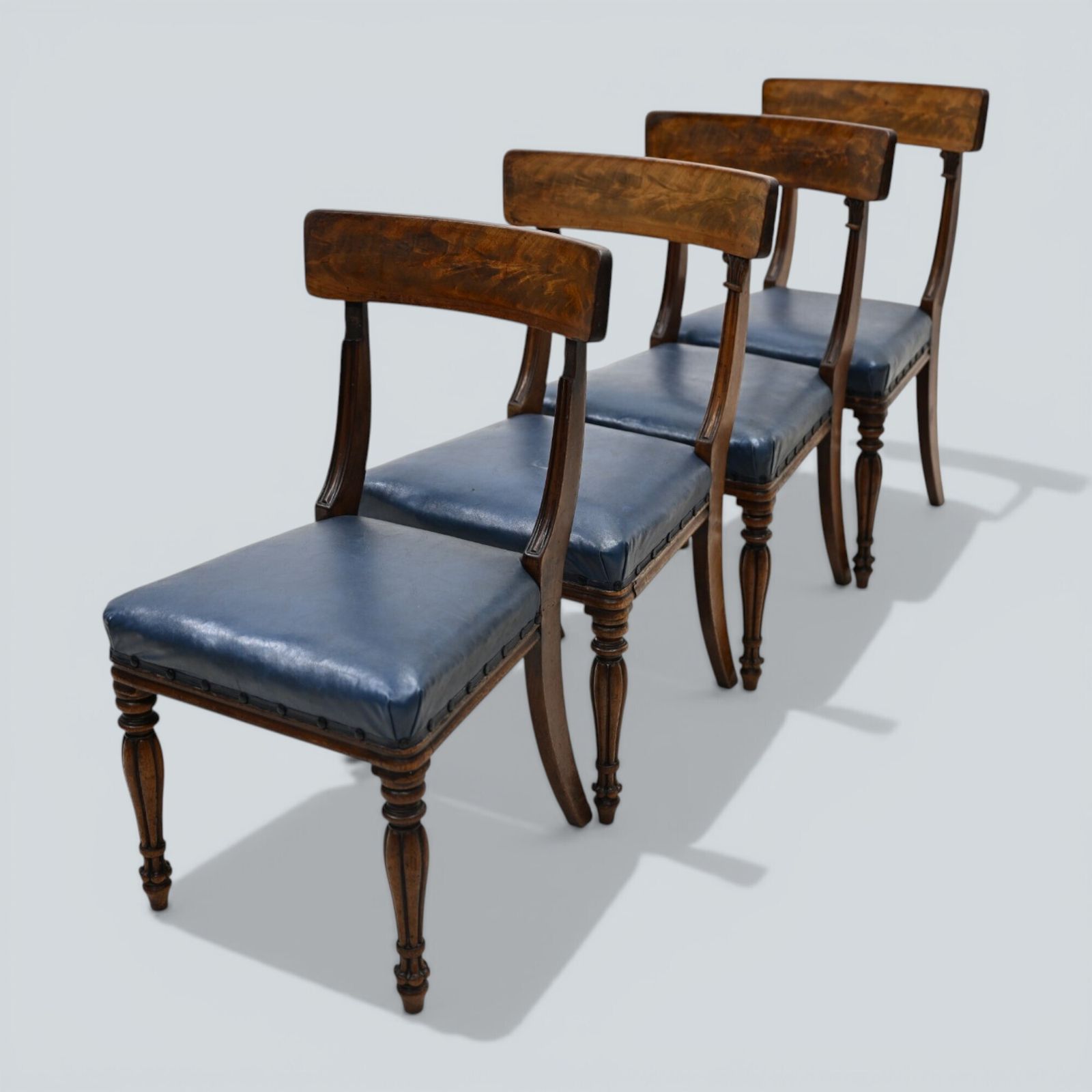 Early Victorian Dining Chairs Mahogany Faux Leather Upholstery Free Uk Delivery photo furniture