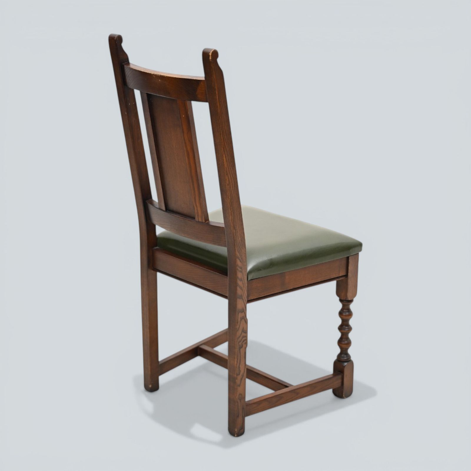 photo furniture 6 Oak Dining Chairs Old Charm Green Leather Seats Tudor Brown Free Uk Delivery
