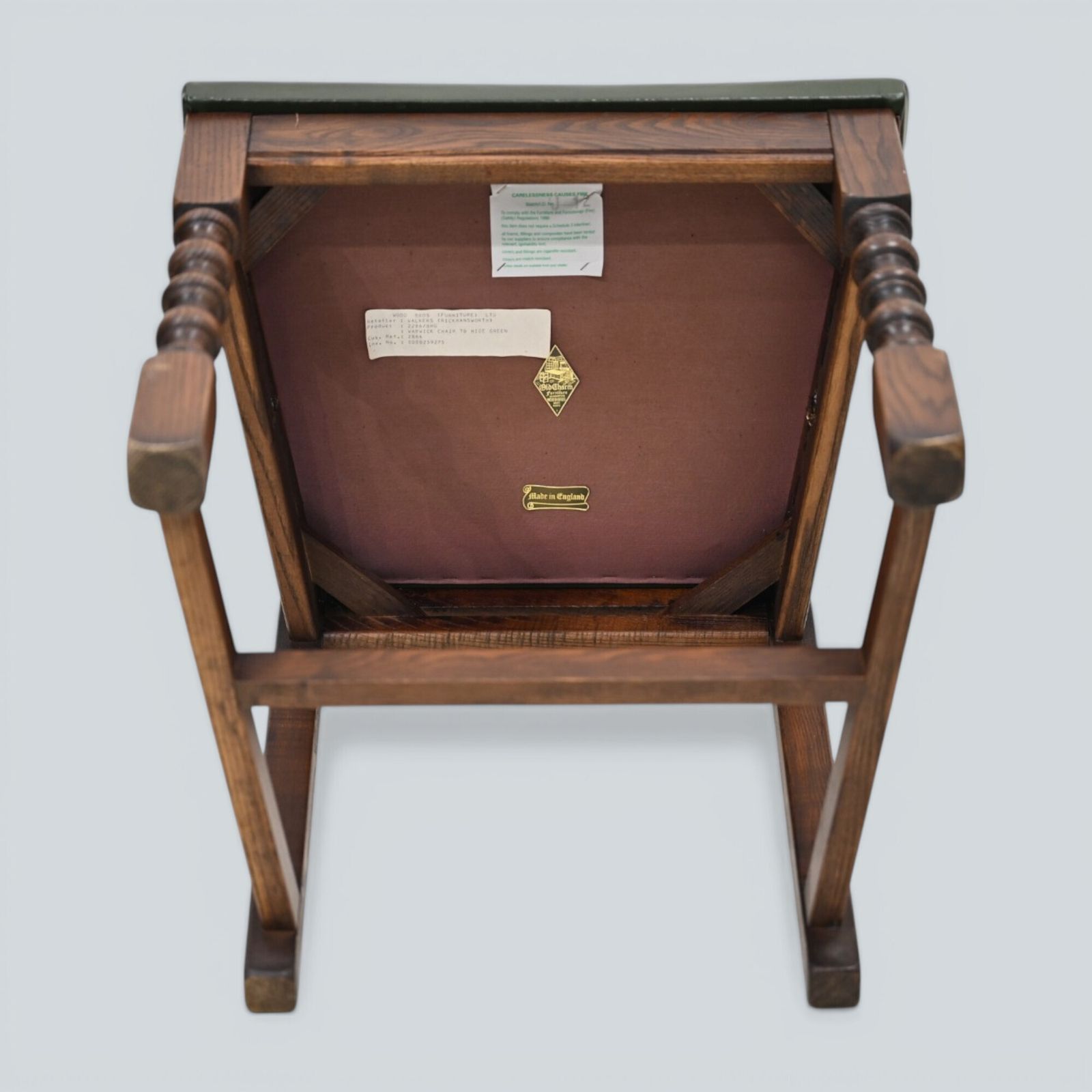827.0 6 Oak Dining Chairs Old Charm Green Leather Seats Tudor Brown Free Uk Delivery photo