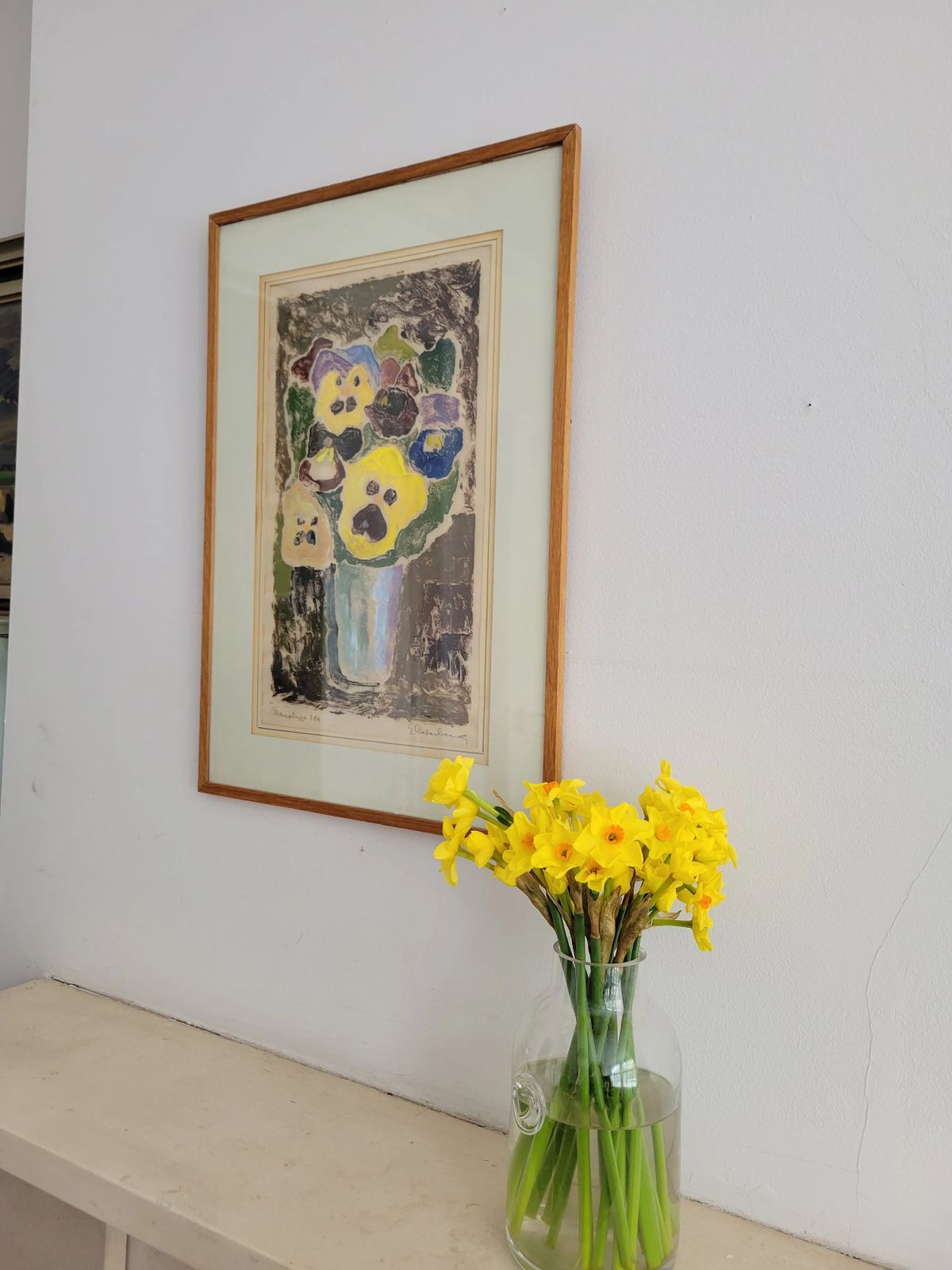 Pansies Original Mid  Century Monotype By Eric Cederberg photo 265.0