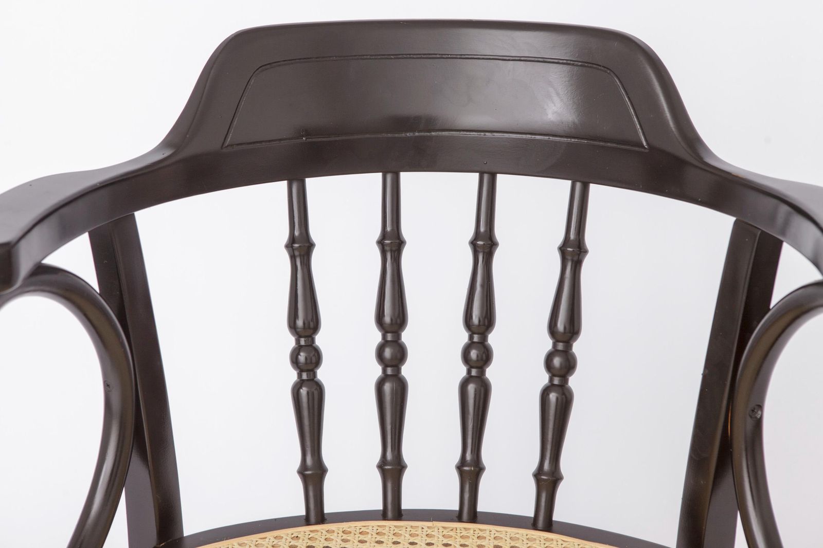 1 Of 2 Vintage Bentwood Armchair Vienna Cane Seat 1990s | Black Beech Wood Chair | Rattan Seat Dining Chair photo Furniture
