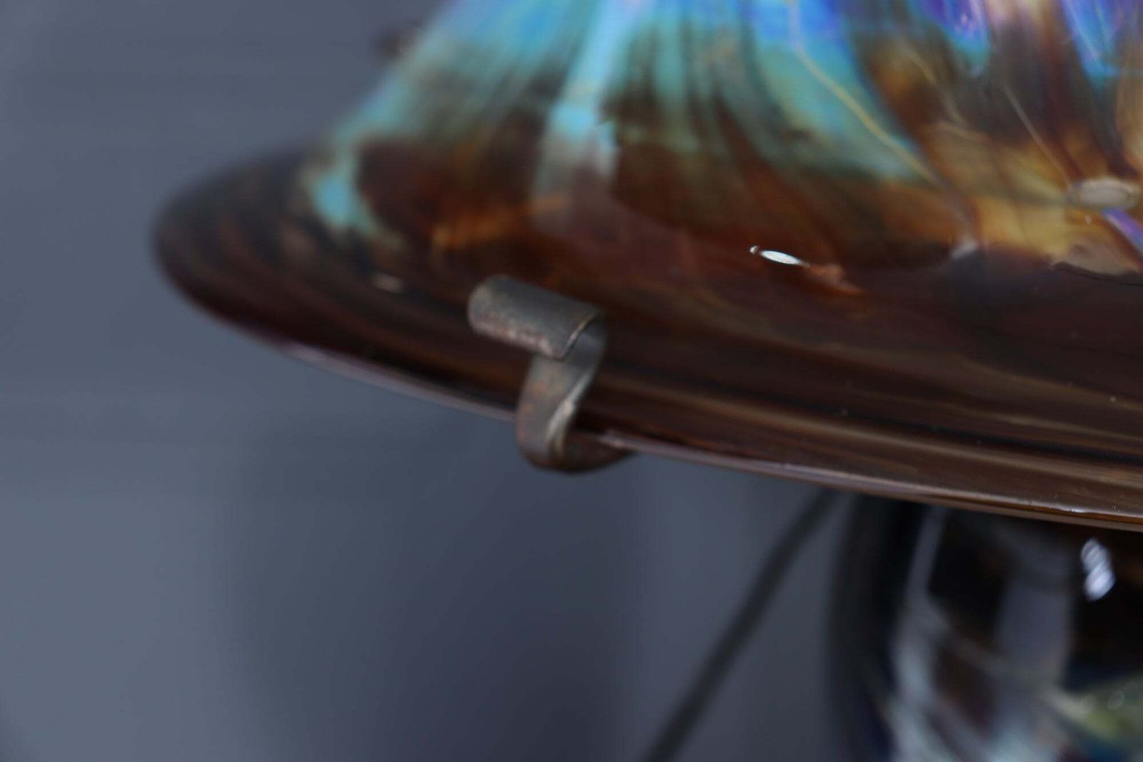 Large Signed French Iridescent Art Glass Mushroom Lamp photo buy