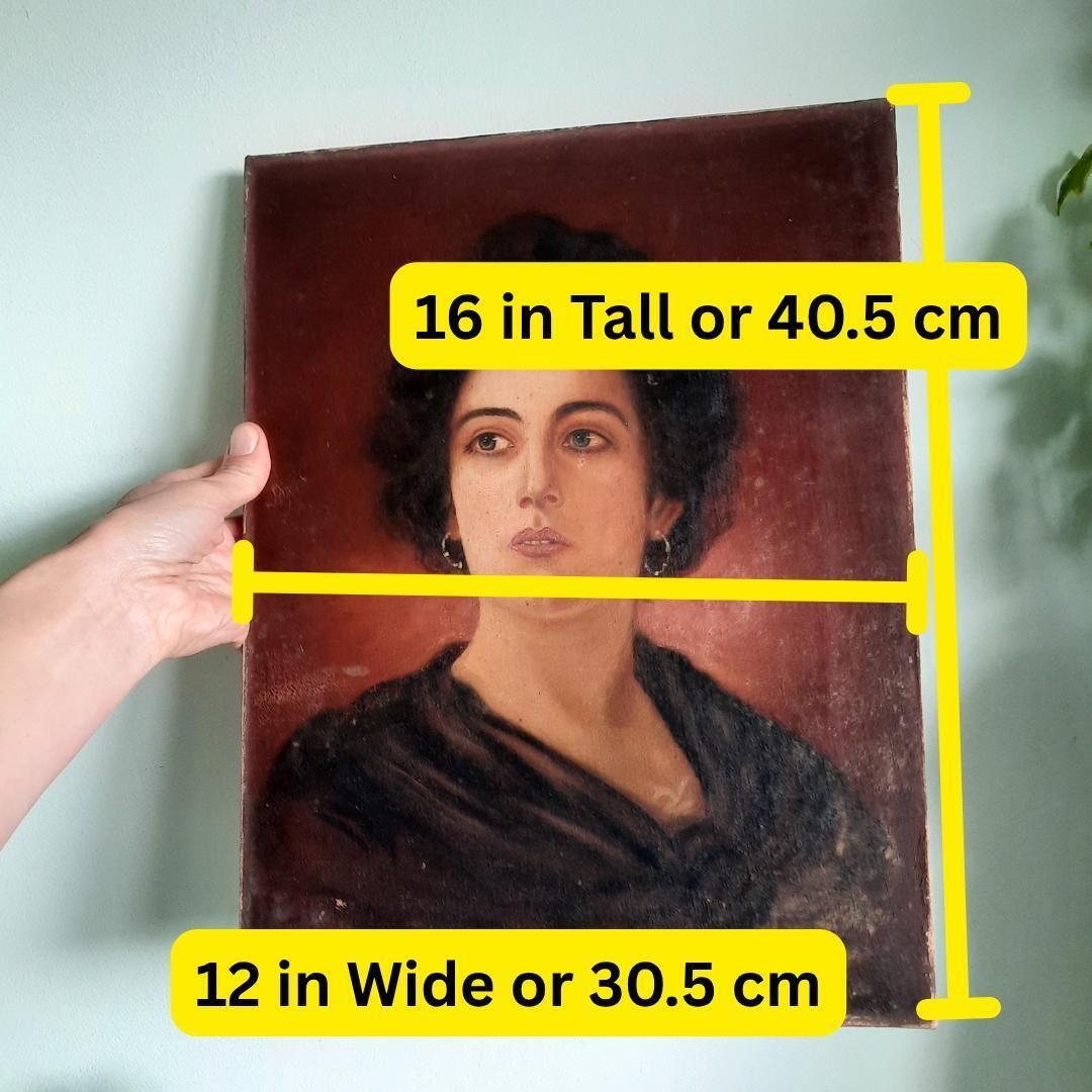 Truly Antique Oil Portrait Of A Woman After A Portrait By F Doubek. H 16'' photo Art
