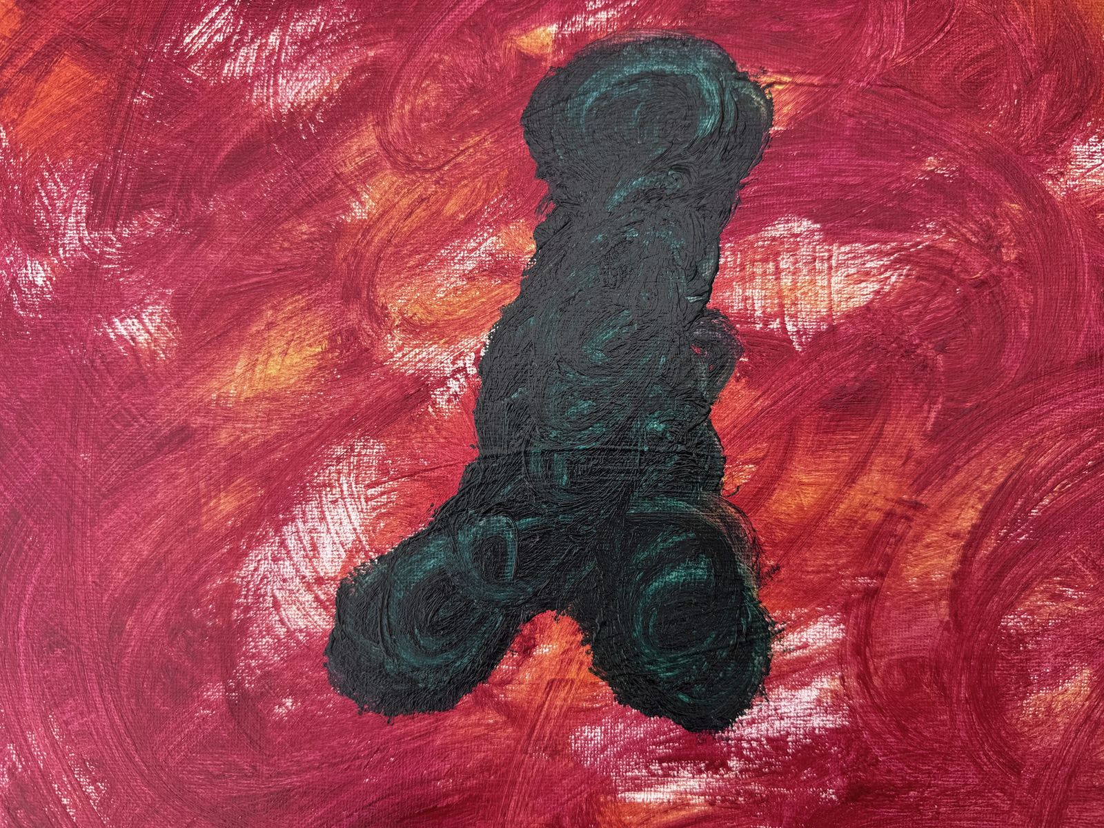 Dios Y Medio Grande Peinture Abstraite Symbolique Cramoisi Néo-Expressionniste Art Contemporain Huile 2026 photo buy