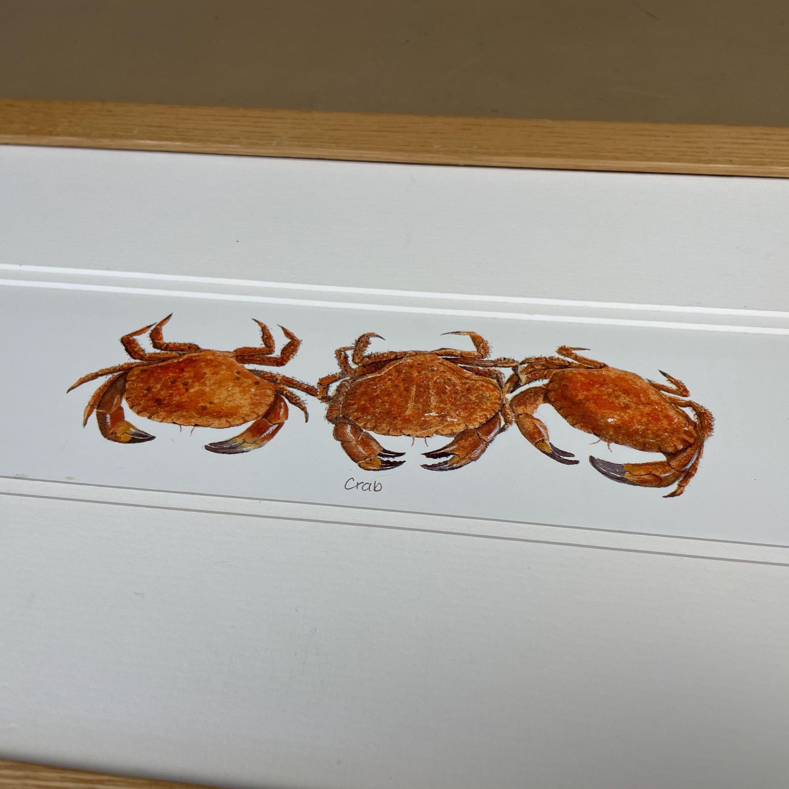 Crab Print Framed Wood Coastal Kitchen Wall Art Seafood Illustration Crustacean Picture Nautical Decor Display Animal Print photo for sale