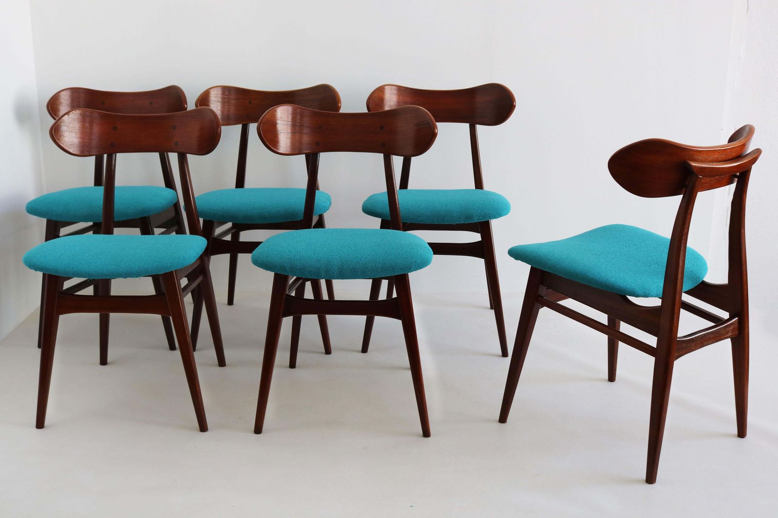 Mobilier Ensemble de 6 chaises de salle à manger Kastrup, par Louis van Teeffelen, design néerlandais, années 1950 photo