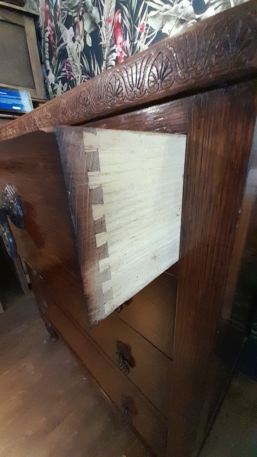 photo for sale High Quality Antique Solid Oak Chest 4 Drawers With Original Handles