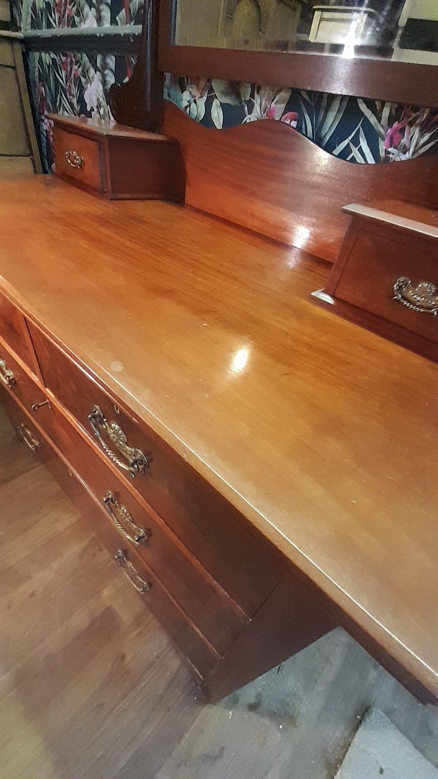 A Flame Mahogany Edwardian Chest Of 2 Drawers/Dressing Table,Original Handles photo buy