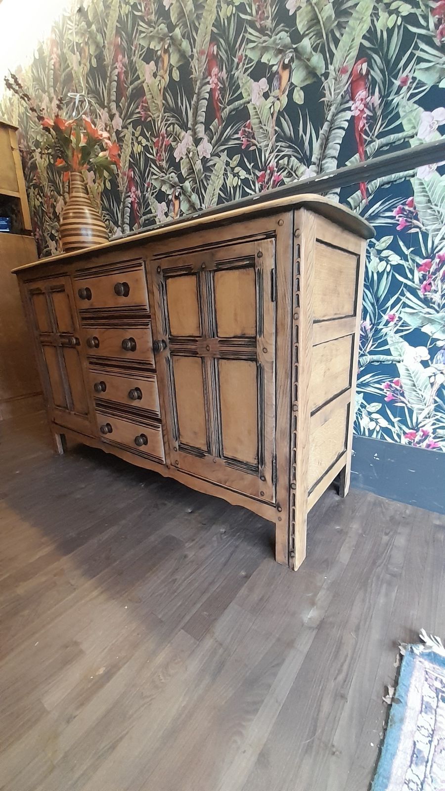 Vintage Ercol Large Sideboard 4 Drawers Flanking 4 Central Drawers photo Furniture