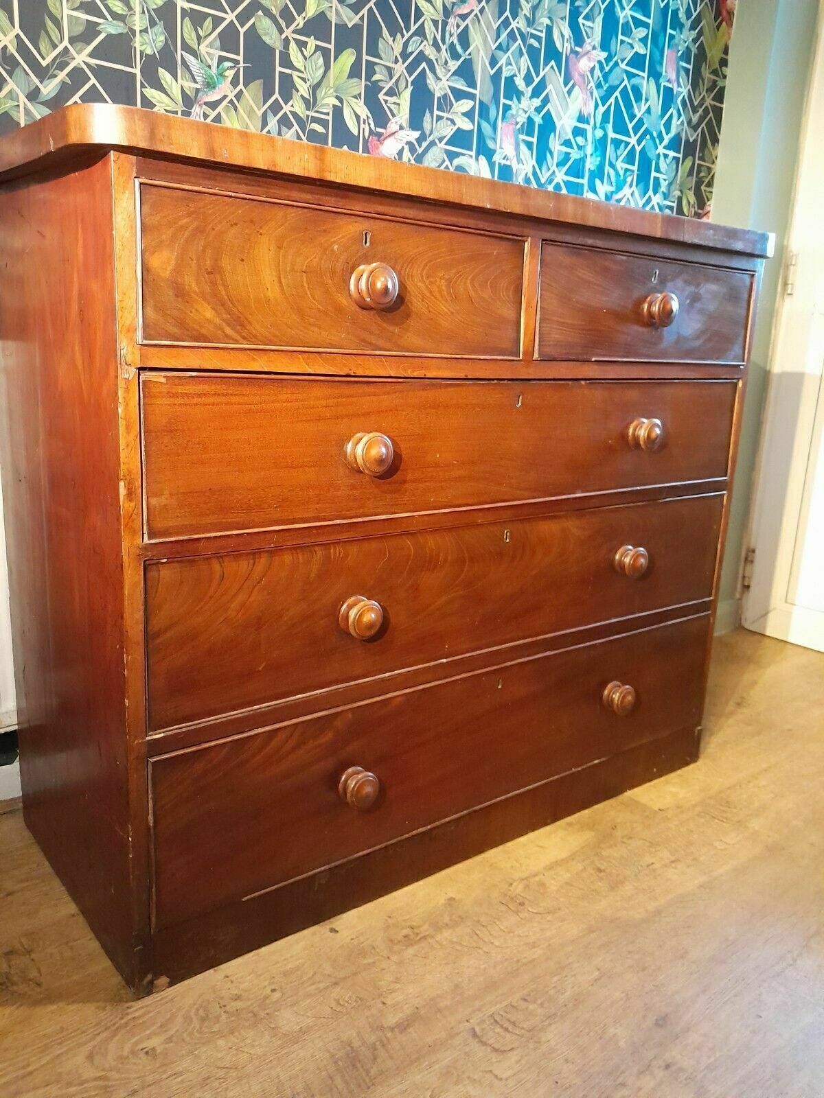 Large Victorian Chest Of 2 Short Over 3 Long Drawers