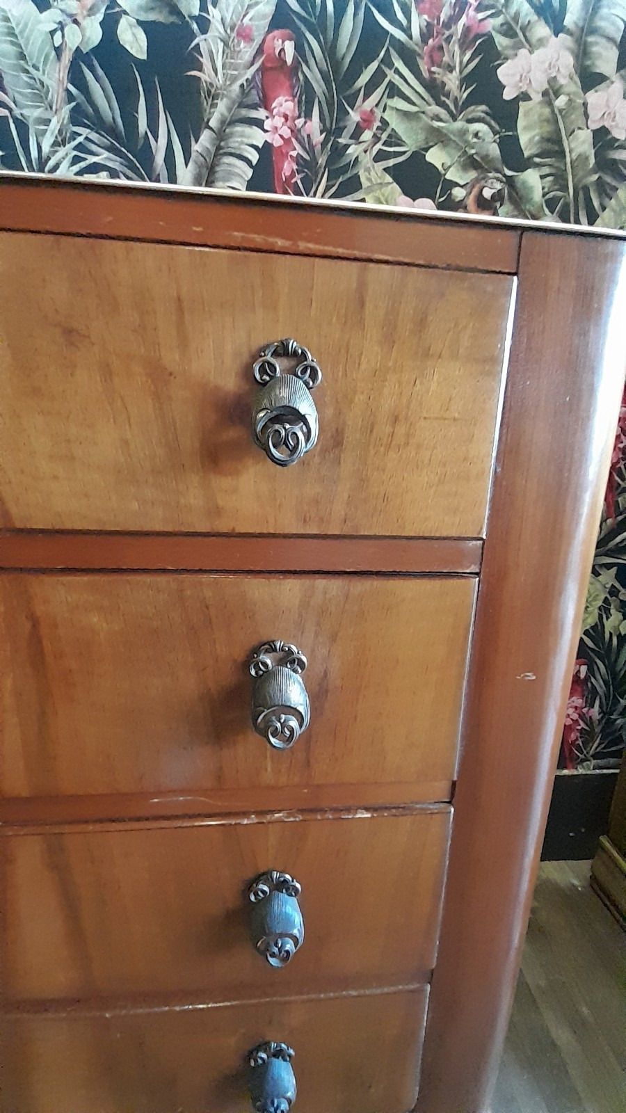 Vintage Lebus Chest Of 4 Drawers Cabriole Legs And Original Handles photo buy