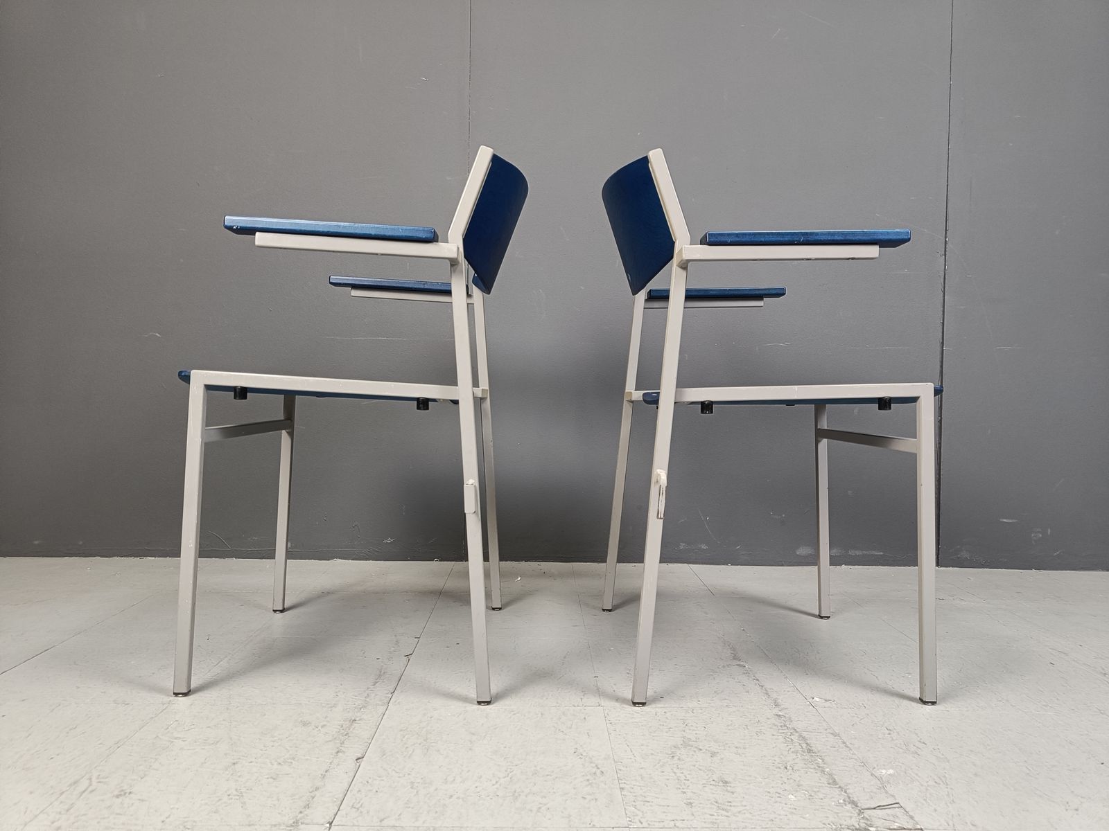 Minimalist Metal And Plywood Stackable Armchairs By Gijs Van Der Sluis, Set Of 6 photo vinterior
