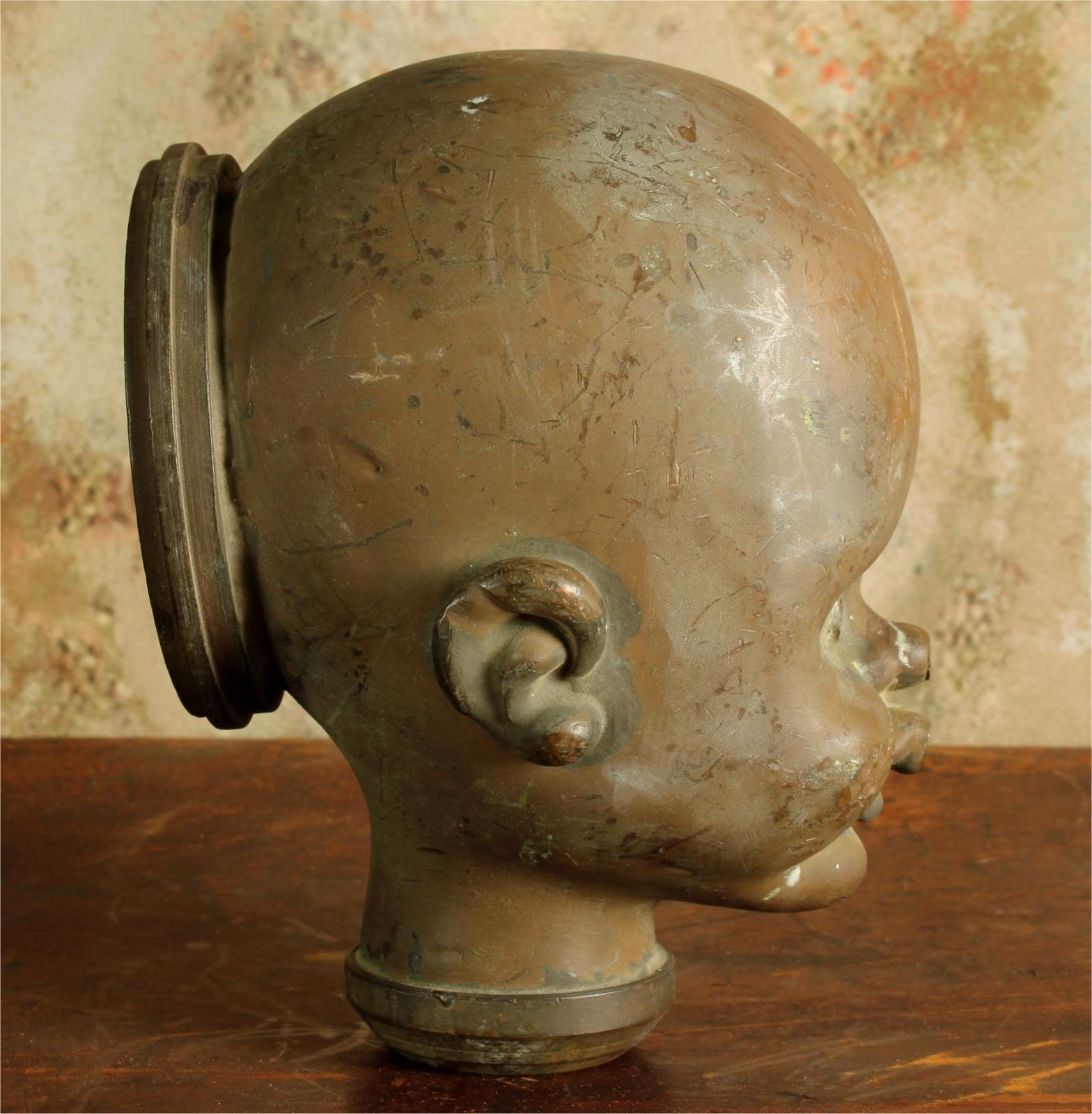 315.0 Vintage Doll Head Mould. Large French Copper Master Suzie. Bella Perpignon. photo