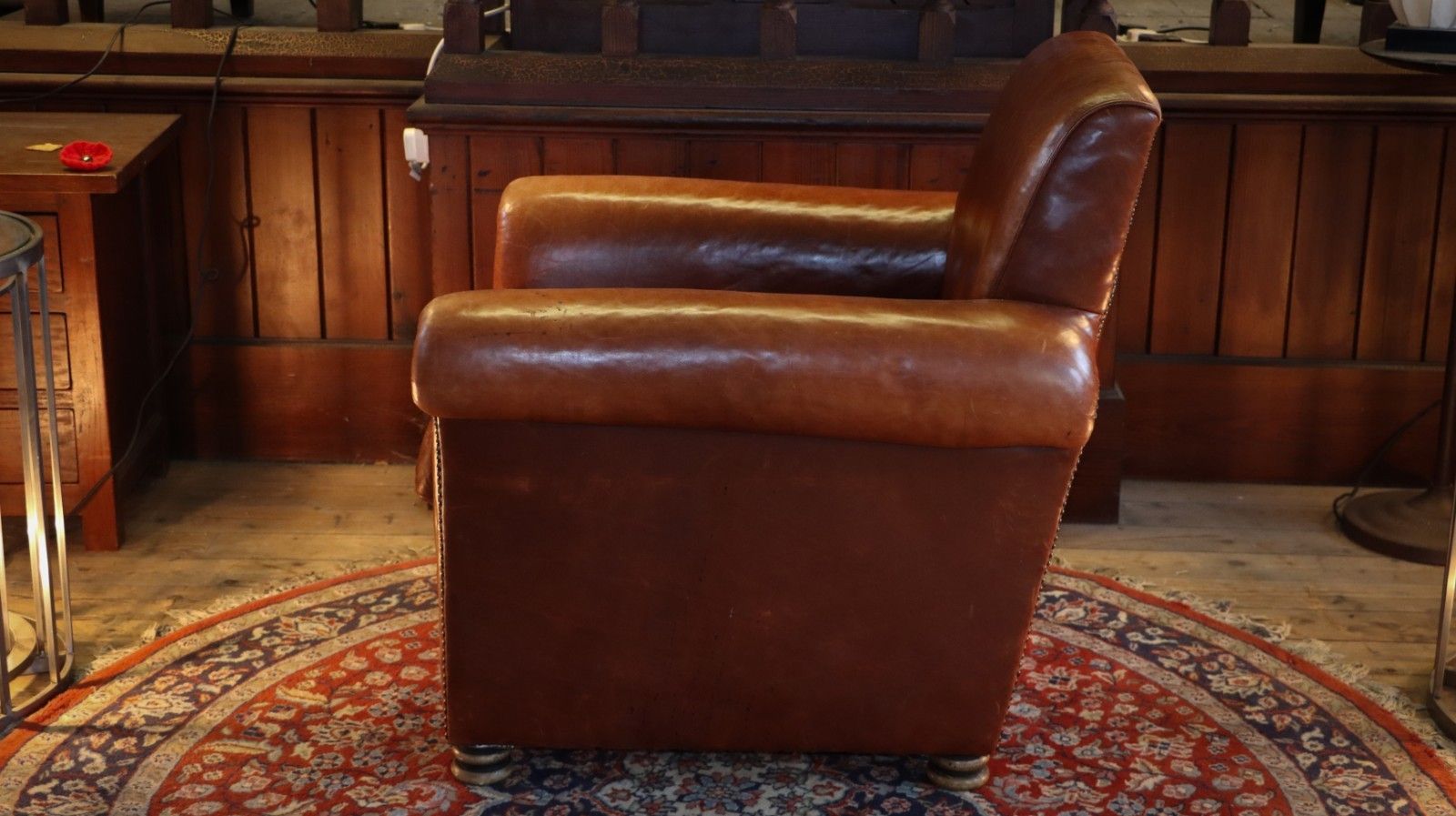 photo buy Superb Chairs Of Bath Club Leather Armchair Antique Saddle Tan Reversible Seat🚚