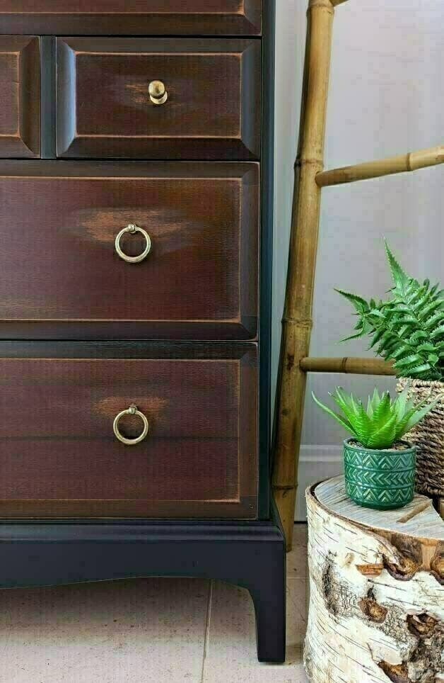 Spray Painted, Black Industrialised Stag Minstrel Tallboy Chest Of Drawers photo furniture