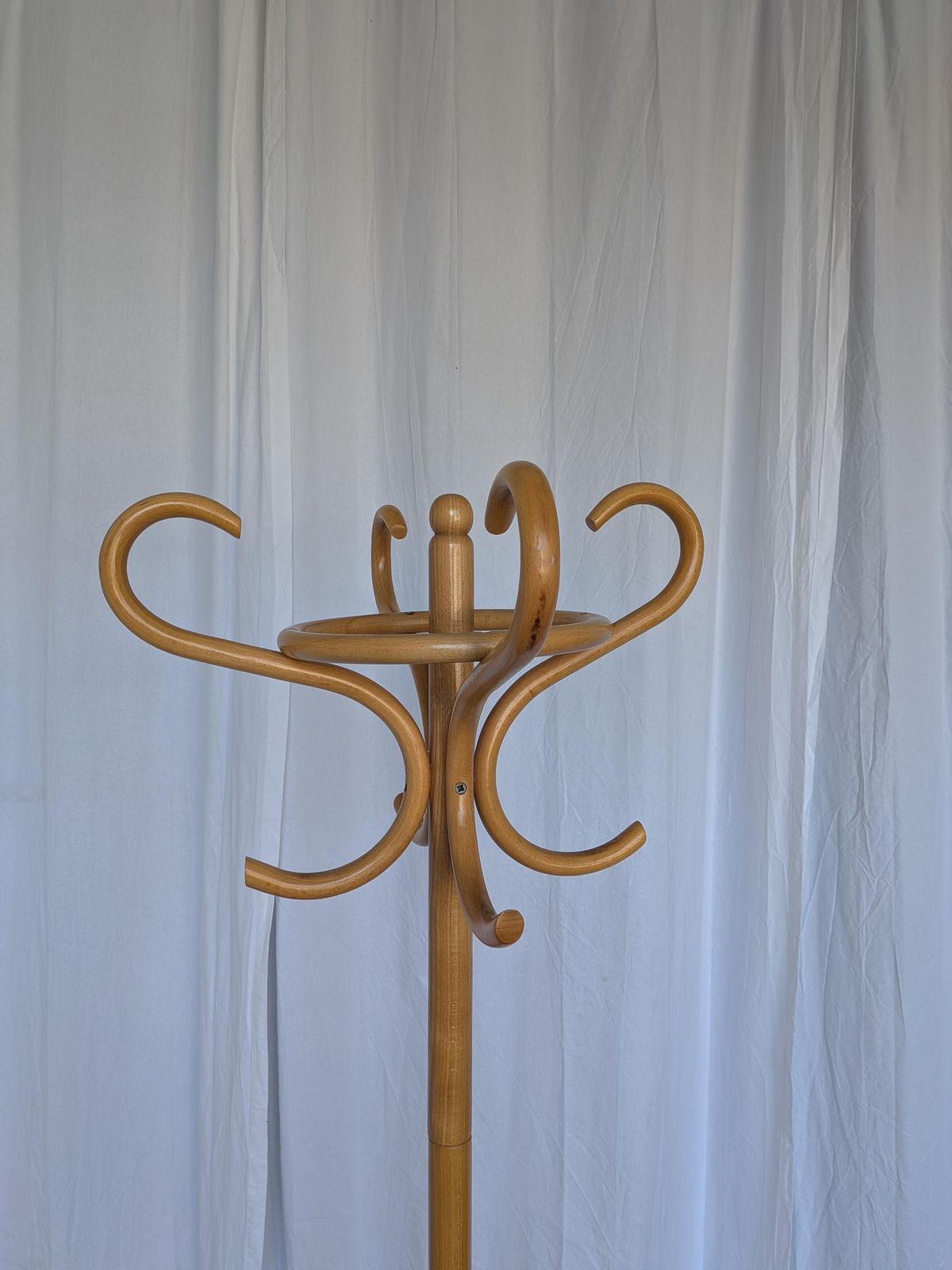 photo vinterior Vintage Bentwood Coat Stand, Thonet Style Hall Tree, Wood Coat Rack