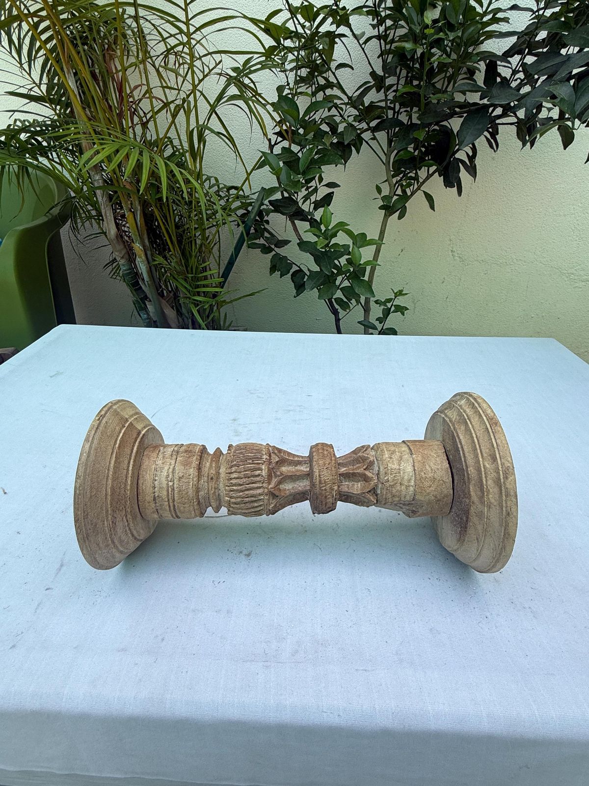 Set Of 3 Hand Carved Wooden Candle Holders | Rustic Farmhouse Table Centerpiece photo 211.0