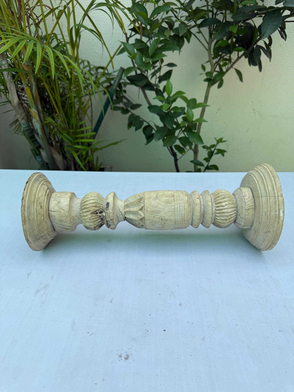 Set Of 3 Hand Carved Wooden Candle Holders | Rustic Farmhouse Table Centerpiece photo vintage