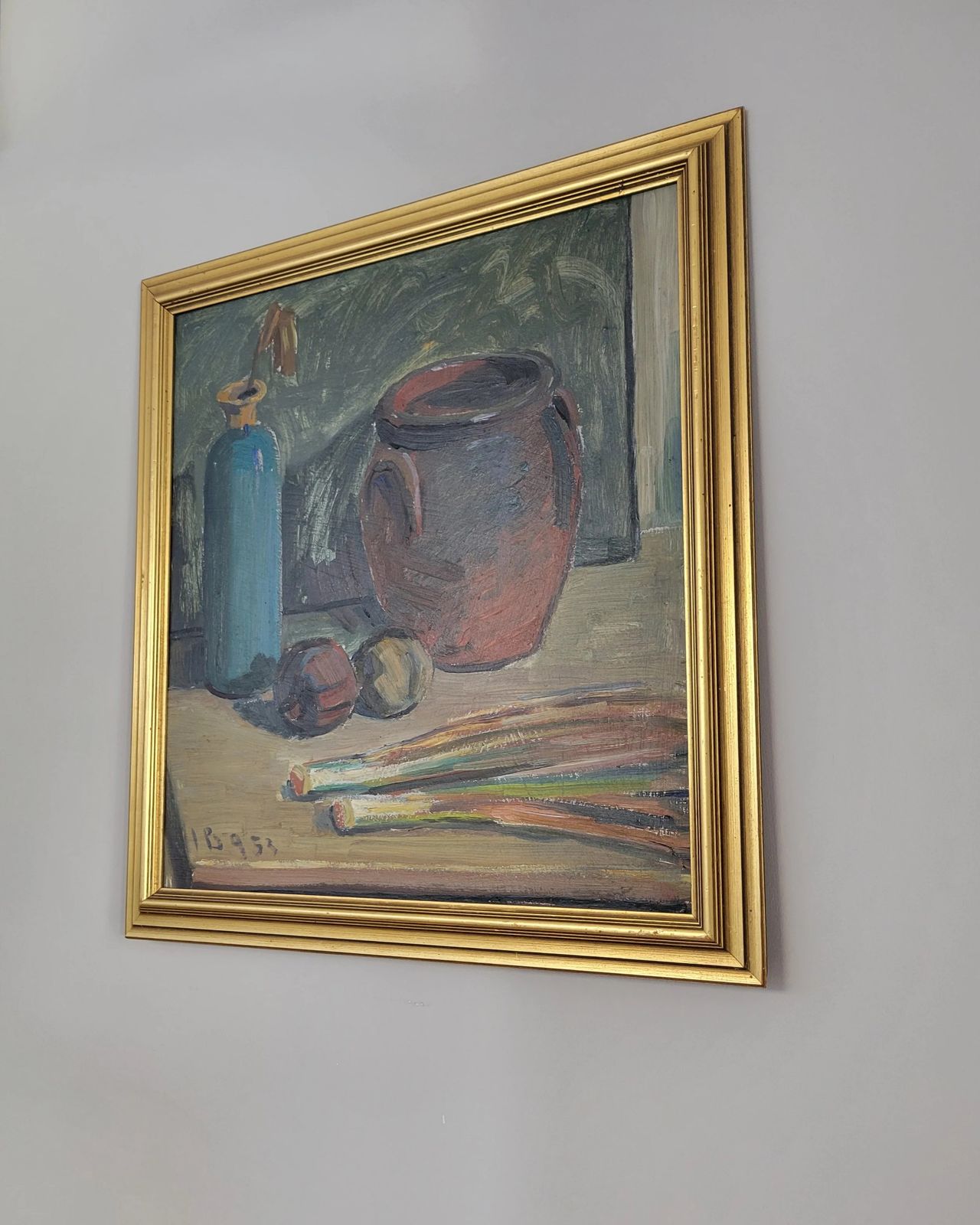 Apples And Leeks  Swedish Mid Century Original Still Life photo for sale