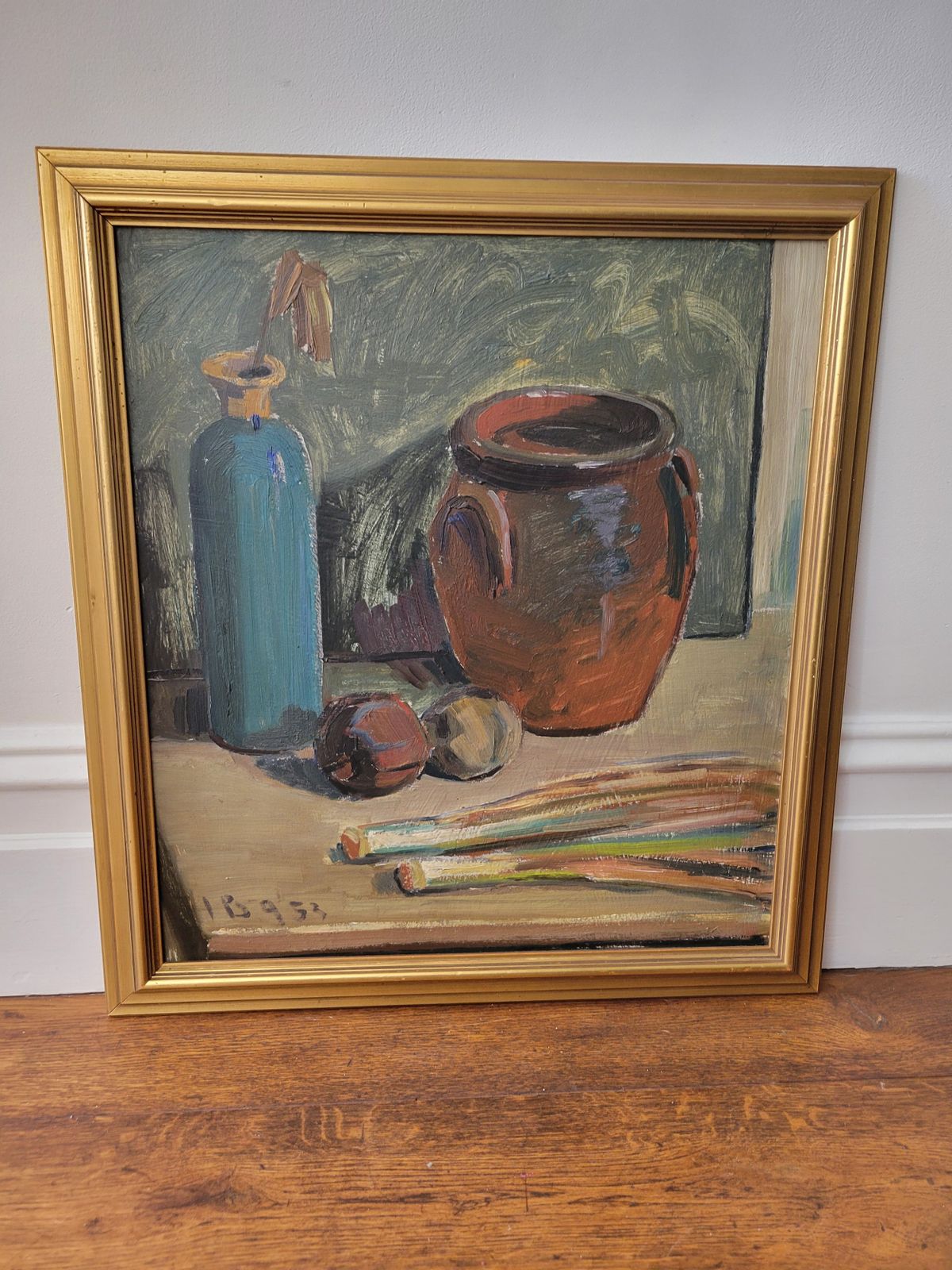 photo vinterior Apples And Leeks  Swedish Mid Century Original Still Life