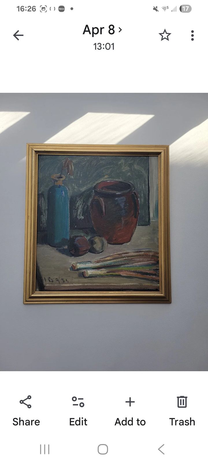 photo buy Apples And Leeks  Swedish Mid Century Original Still Life