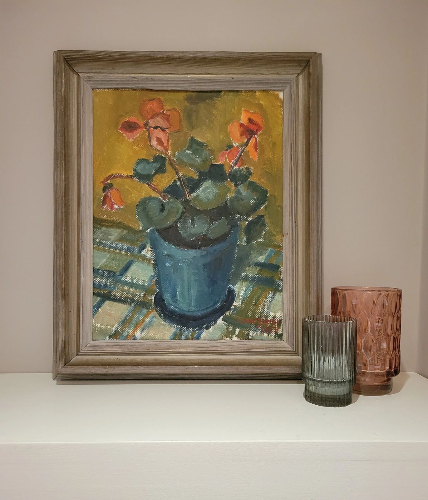 Sunlit Cyclamen Vintage Mid Century Floral Still Life