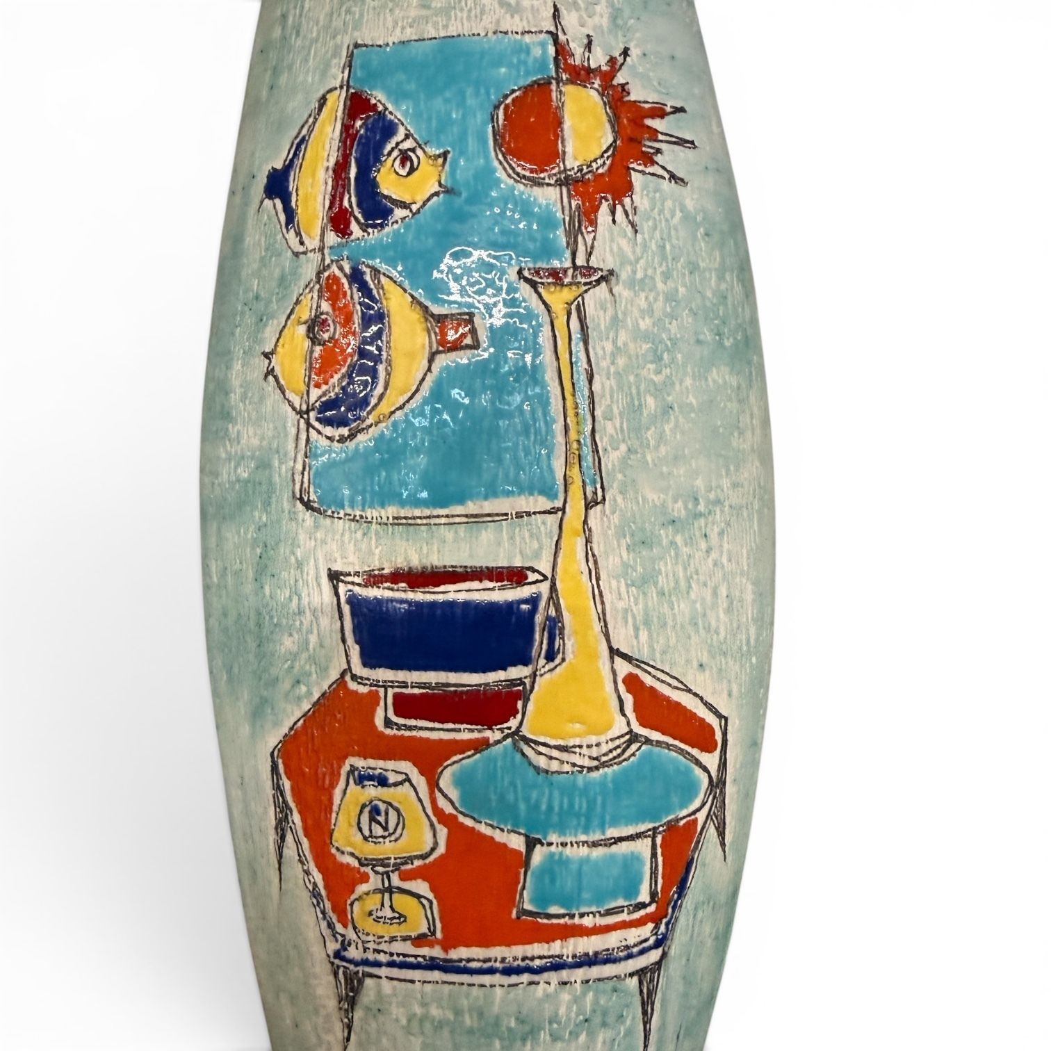 photo furniture Pair Of Italian Alla Moda Mid Century Ceramic Vases, C.1950s–60s