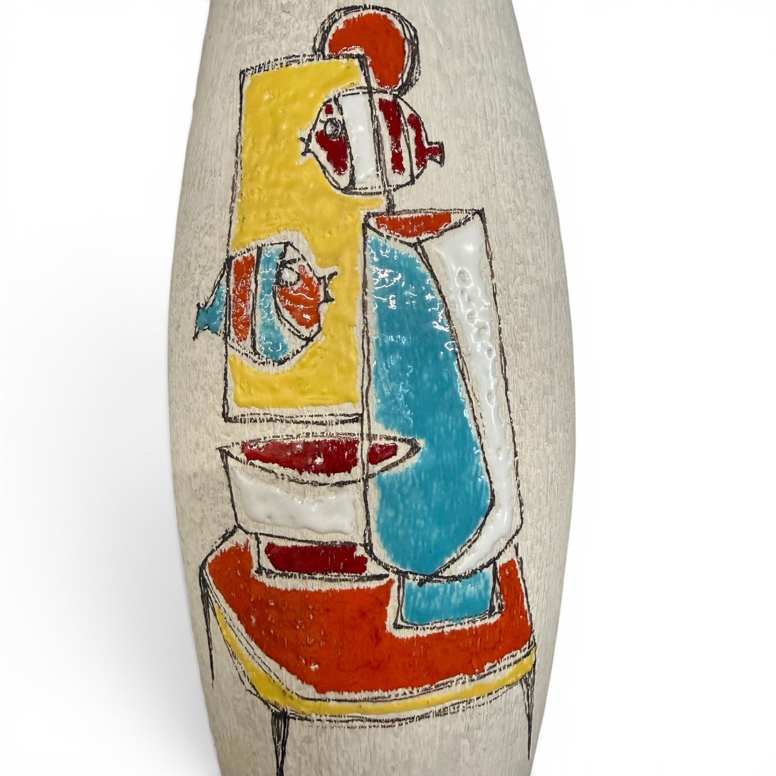photo for sale Pair Of Italian Alla Moda Mid Century Ceramic Vases, C.1950s–60s