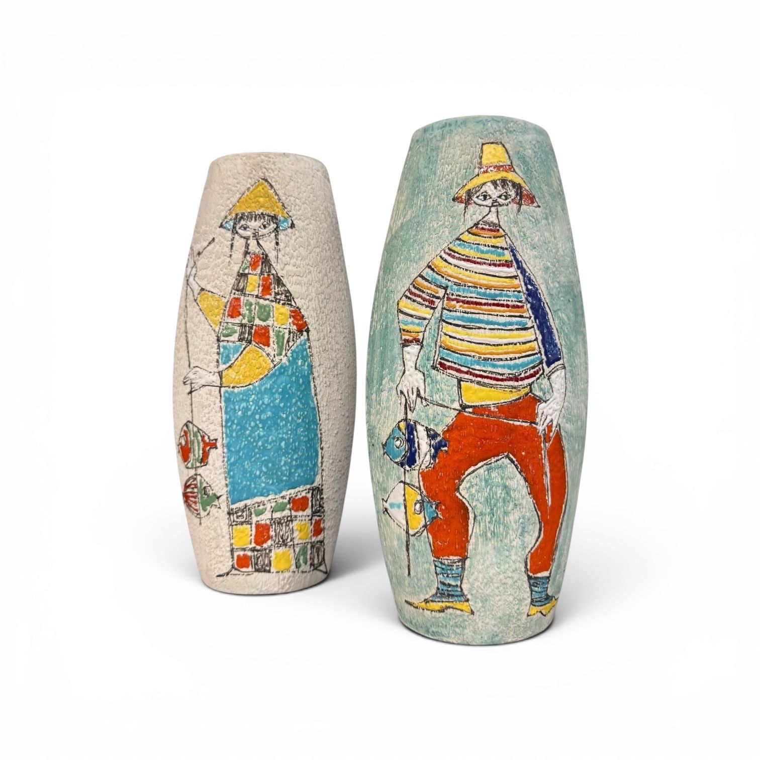 photo vinterior Pair Of Italian Alla Moda Mid Century Ceramic Vases, C.1950s–60s