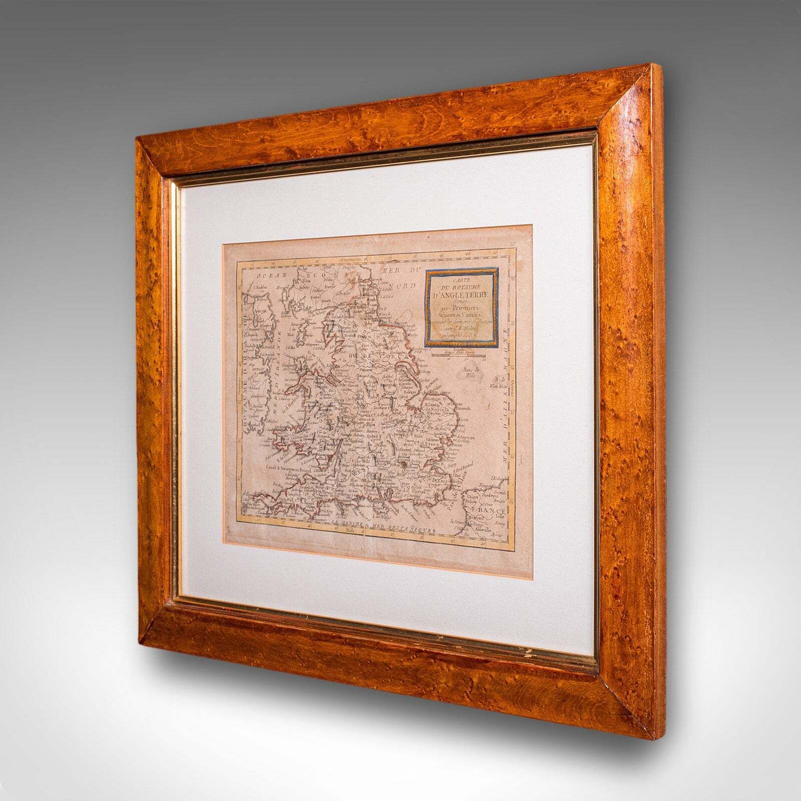 Antique Map Of England & Wales, French, Framed Cartography, Georgian, Circa 1780 photo for sale