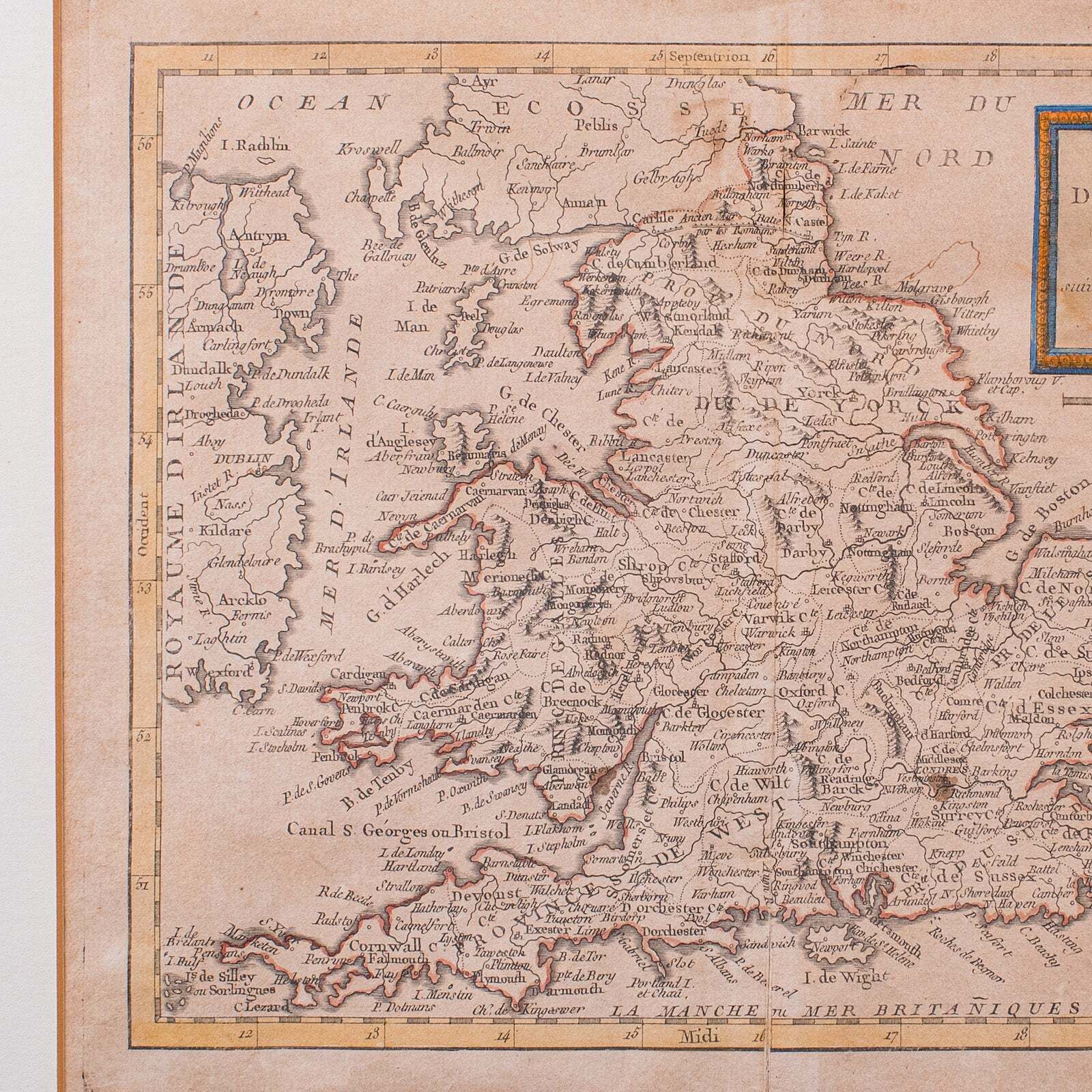 Antique Map Of England & Wales, French, Framed Cartography, Georgian, Circa 1780 photo 845.0