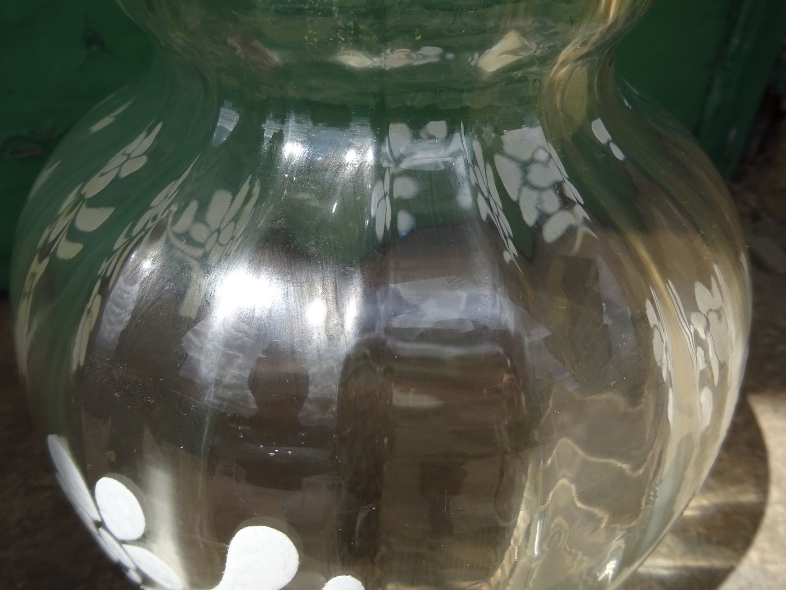 Mid Century French Ribbed Glass Light Shade 43mm Fitter photo for sale
