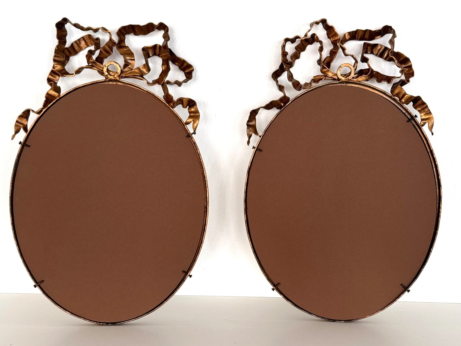Home Decor Pair Of Italian Midcentury Wrought Iron Wall Mirrors, 1950s photo