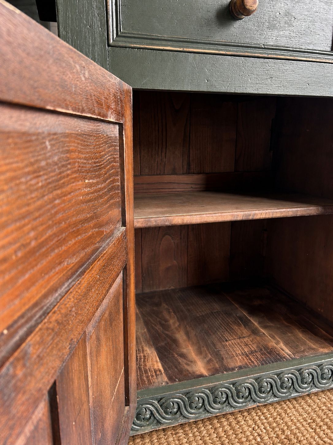 Mosswood Kitchen Dresser – Vintage Painted Pine With Carved Detail photo Furniture