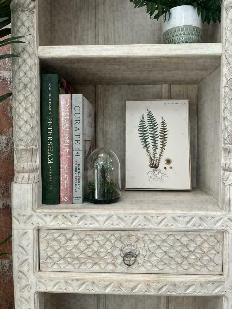 Carved Indian Bookcase With 2 Drawers  Khbk22w photo furniture