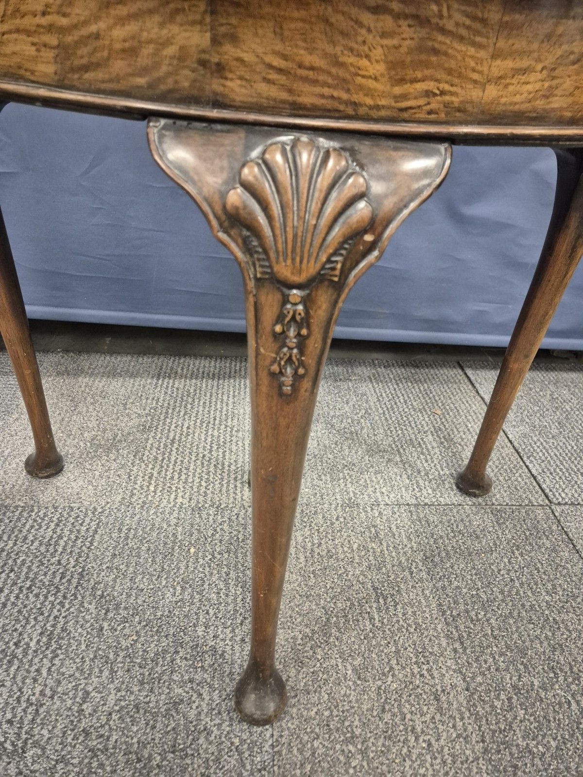Burr Walnut Demi Lune Queen Anne Style Card Table photo for sale