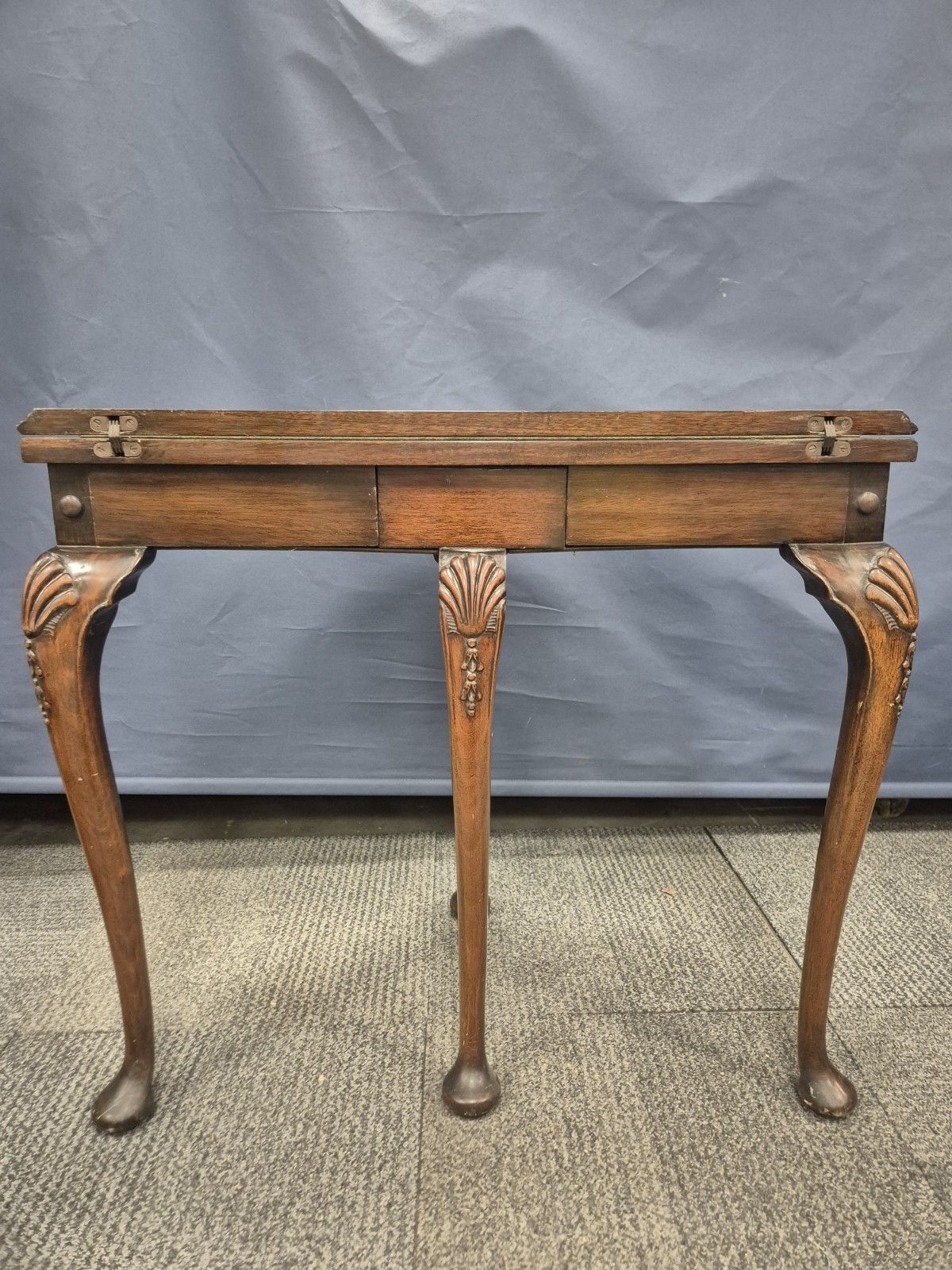 Burr Walnut Demi Lune Queen Anne Style Card Table photo Furniture
