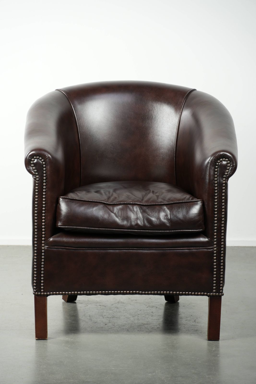 Dark Cowhide Club Armchair With A Timeless And Stylish English Style Design, Good Condition photo furniture