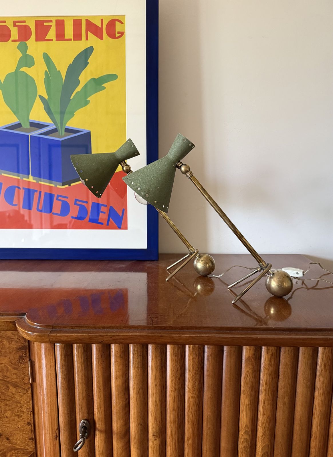 Mid Century Set Of 2 Table Lamps, Attrib. To Stilnovo Milano Italy, 1950s photo furniture