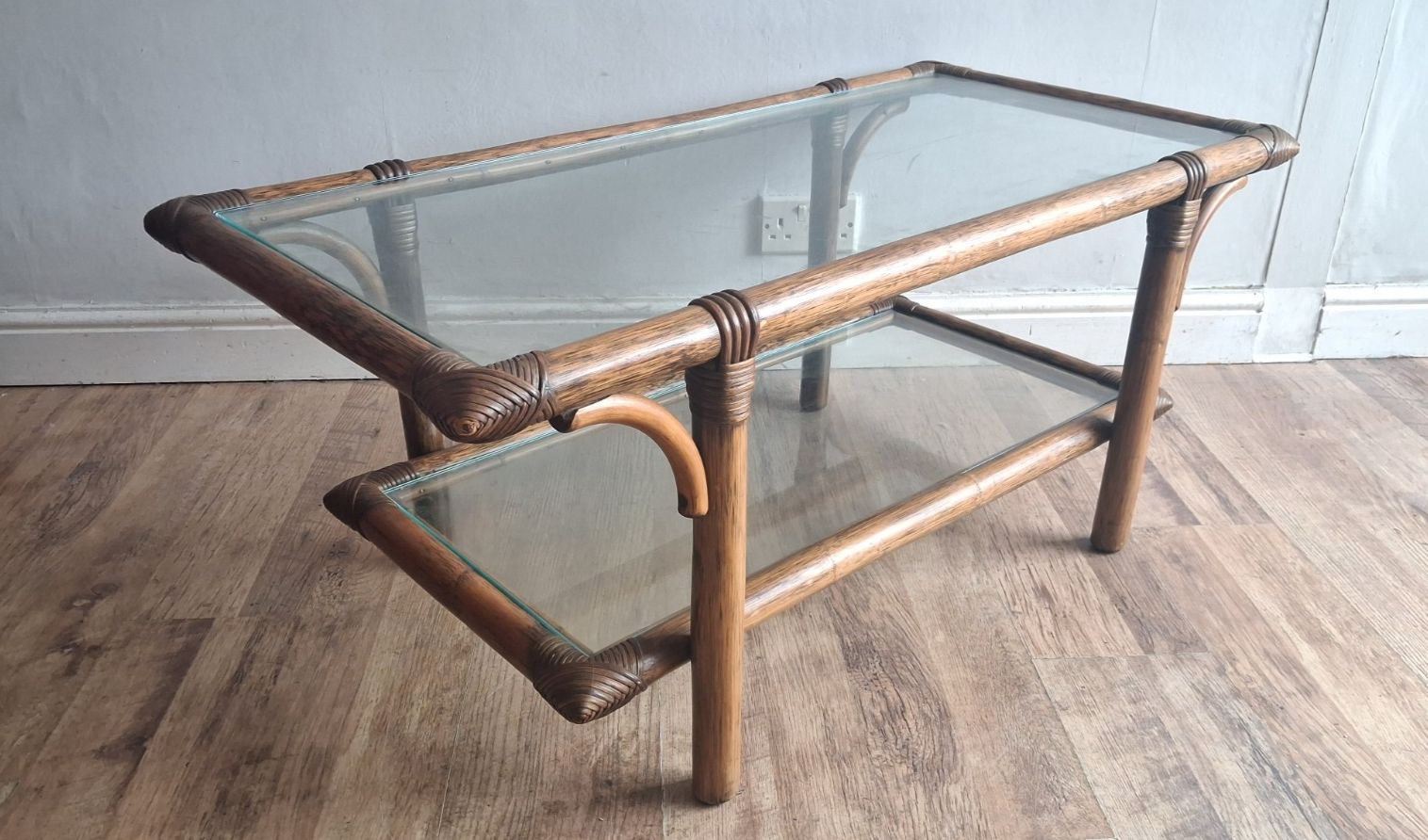 photo furniture Superb  1970's Bamboo ,Rattan And Glass Mid Century Drinks /Coffee Table