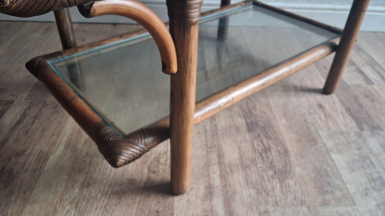 190.0 Superb  1970's Bamboo ,Rattan And Glass Mid Century Drinks /Coffee Table photo