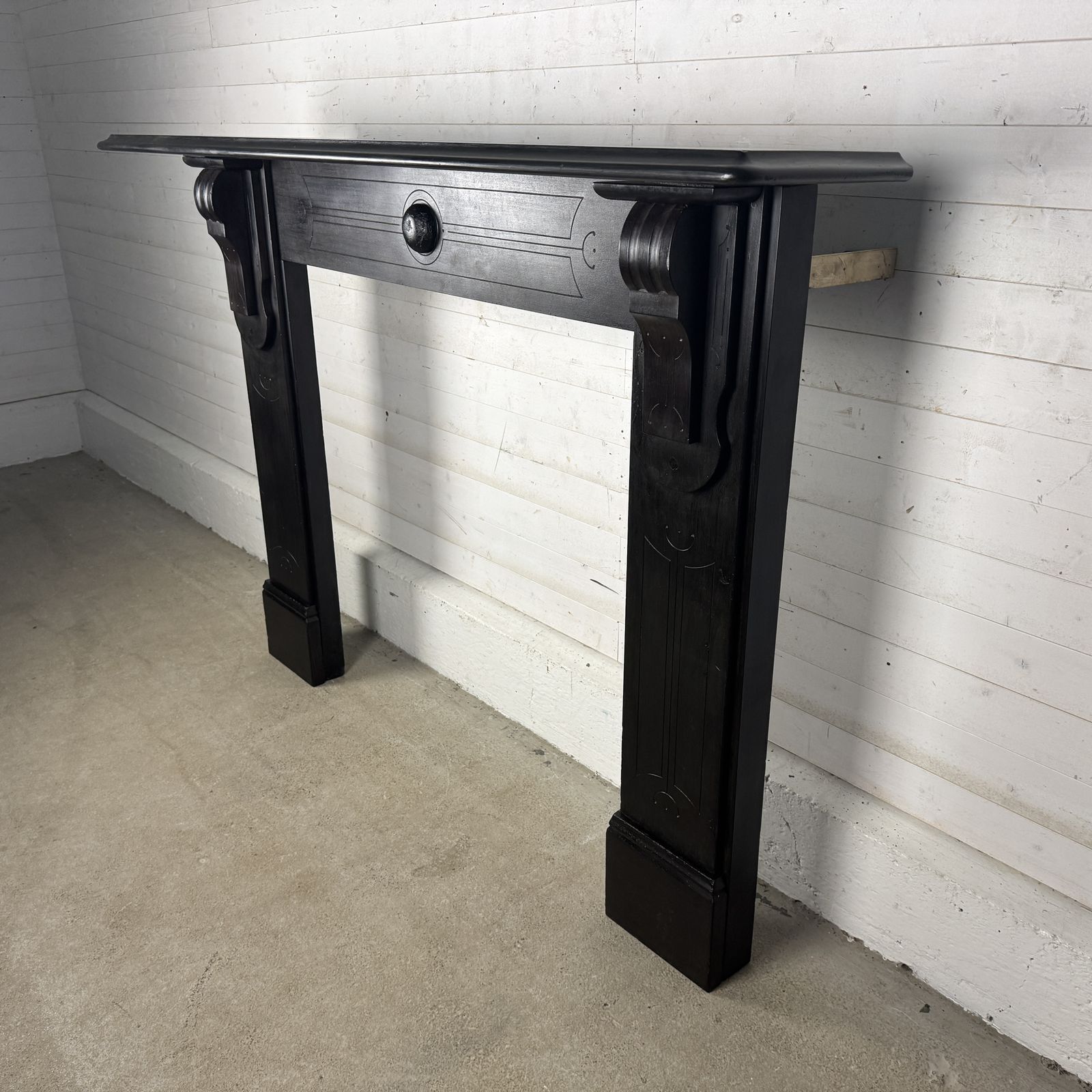 Large Original Edwardian Slate Fire Surround With Corbels photo for sale