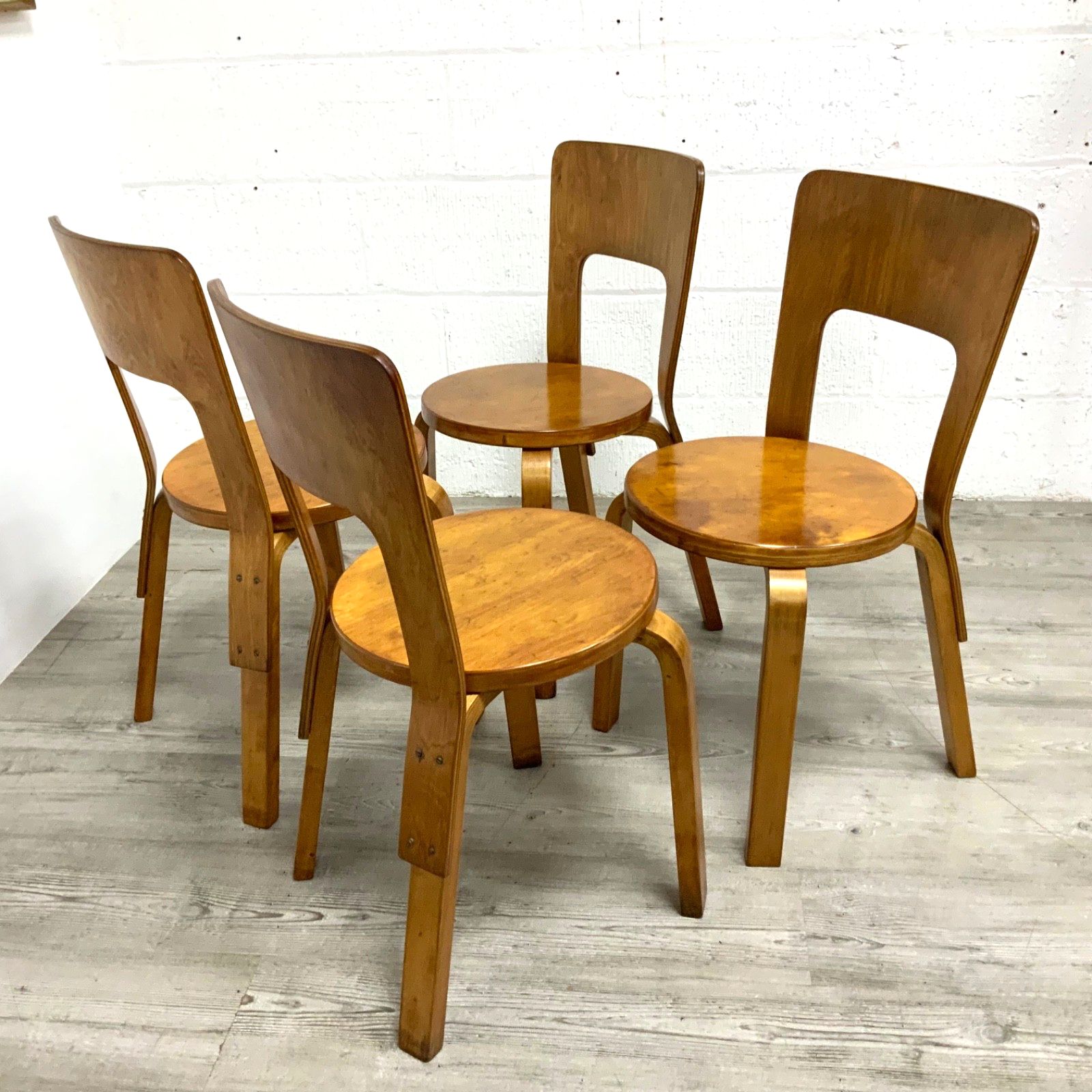 A Set Of 4 Original “Finmar” Alvar Aalto Model 66 Dining Chairs 1930s Artek photo 4495.0