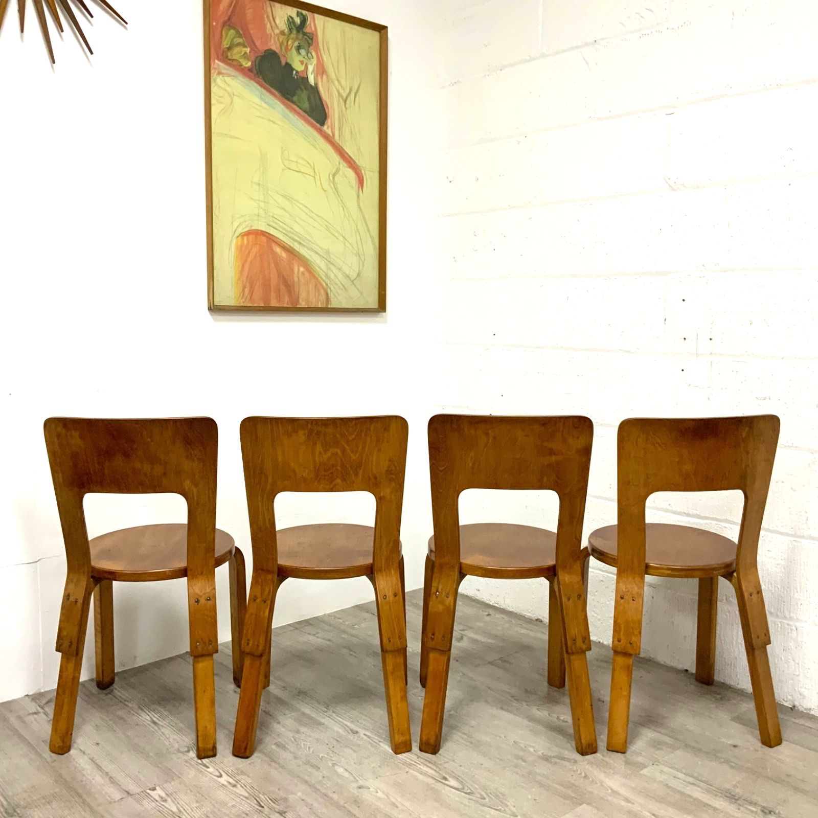 photo furniture A Set Of 4 Original “Finmar” Alvar Aalto Model 66 Dining Chairs 1930s Artek